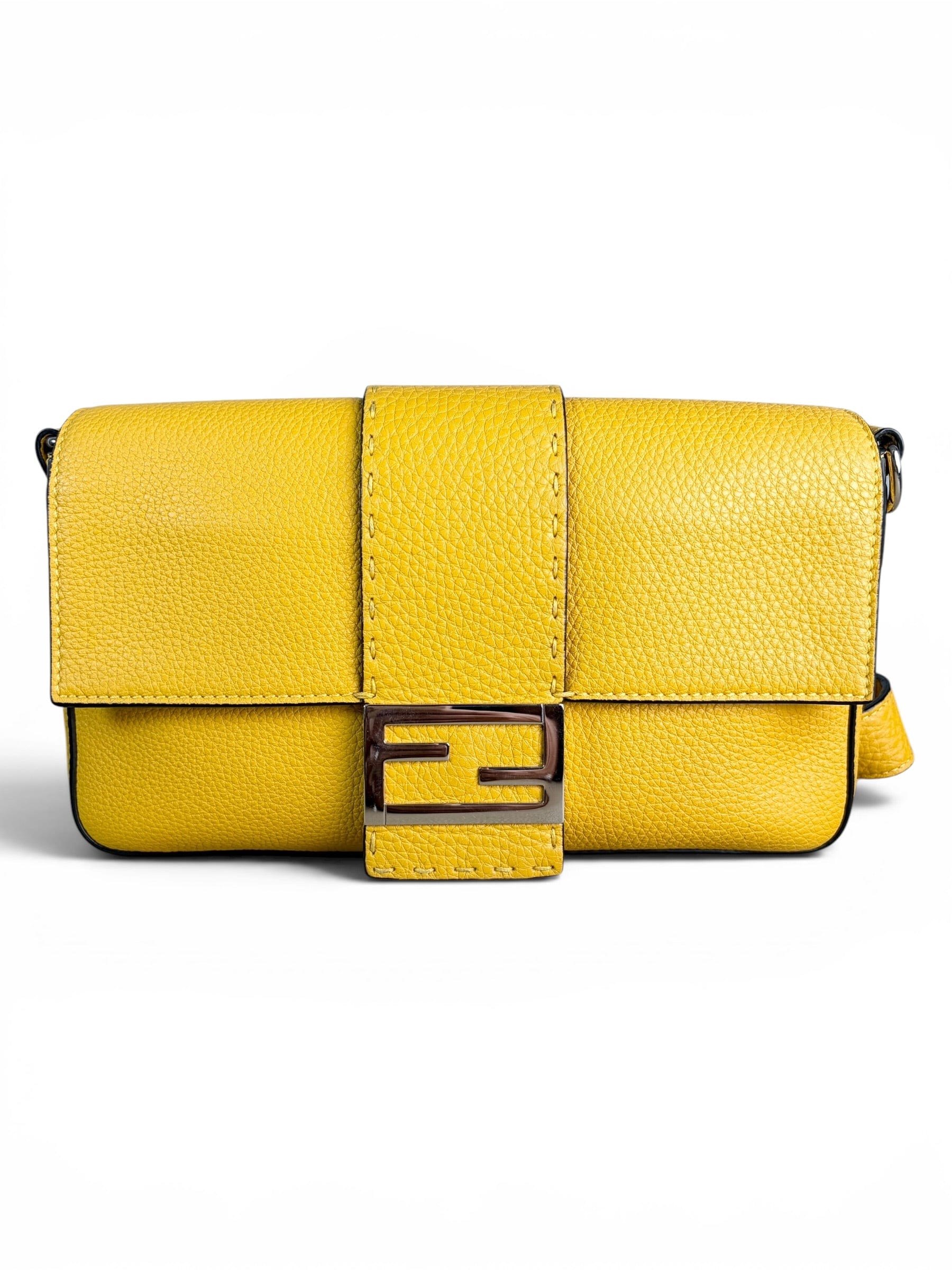 Fendi Yellow Selleria Leather Belt Baguette