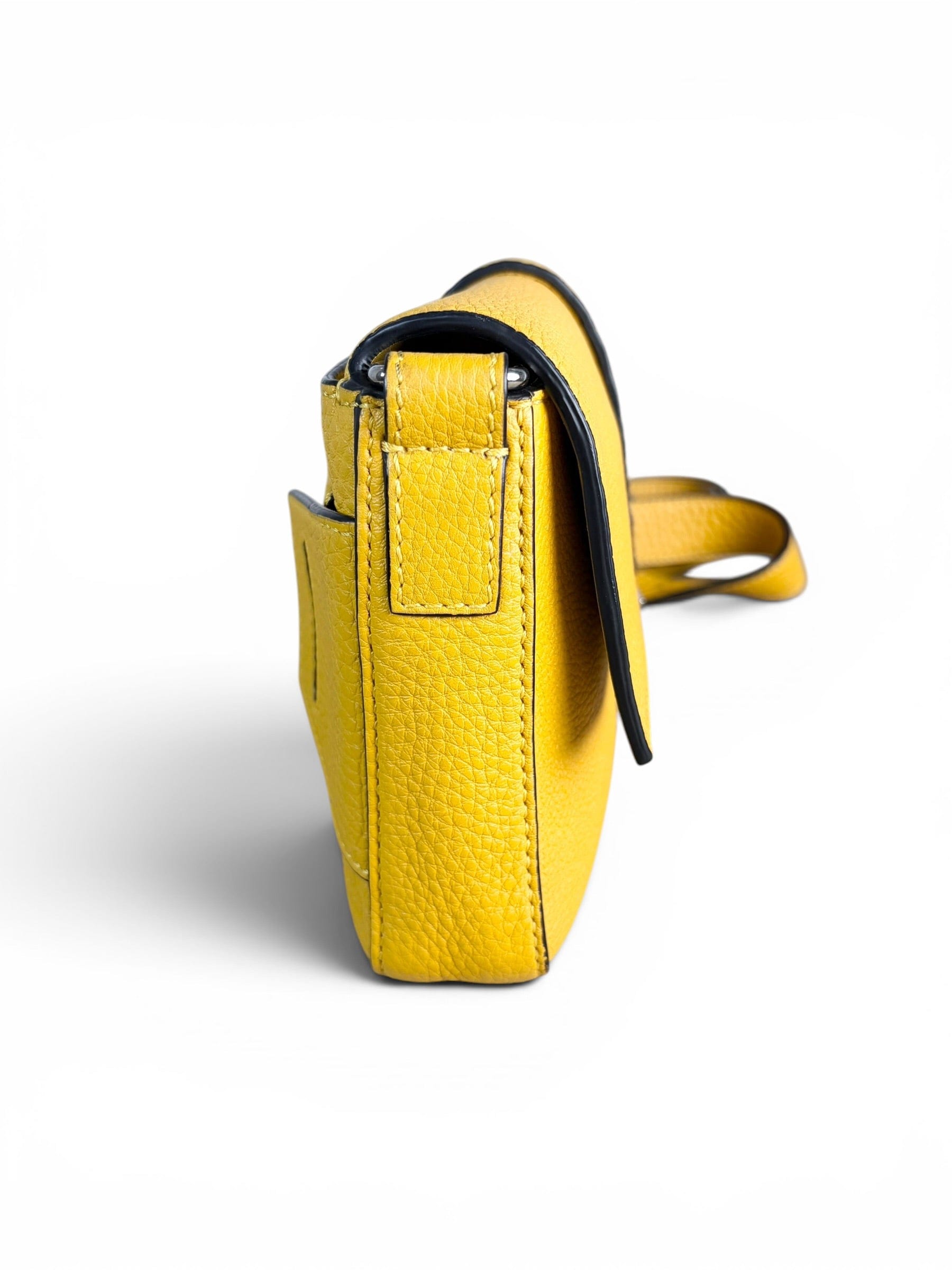 Fendi Yellow Selleria Leather Belt Baguette