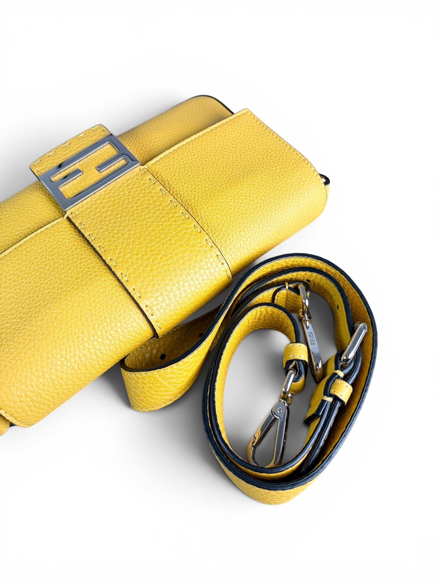 Fendi Yellow Selleria Leather Belt Baguette