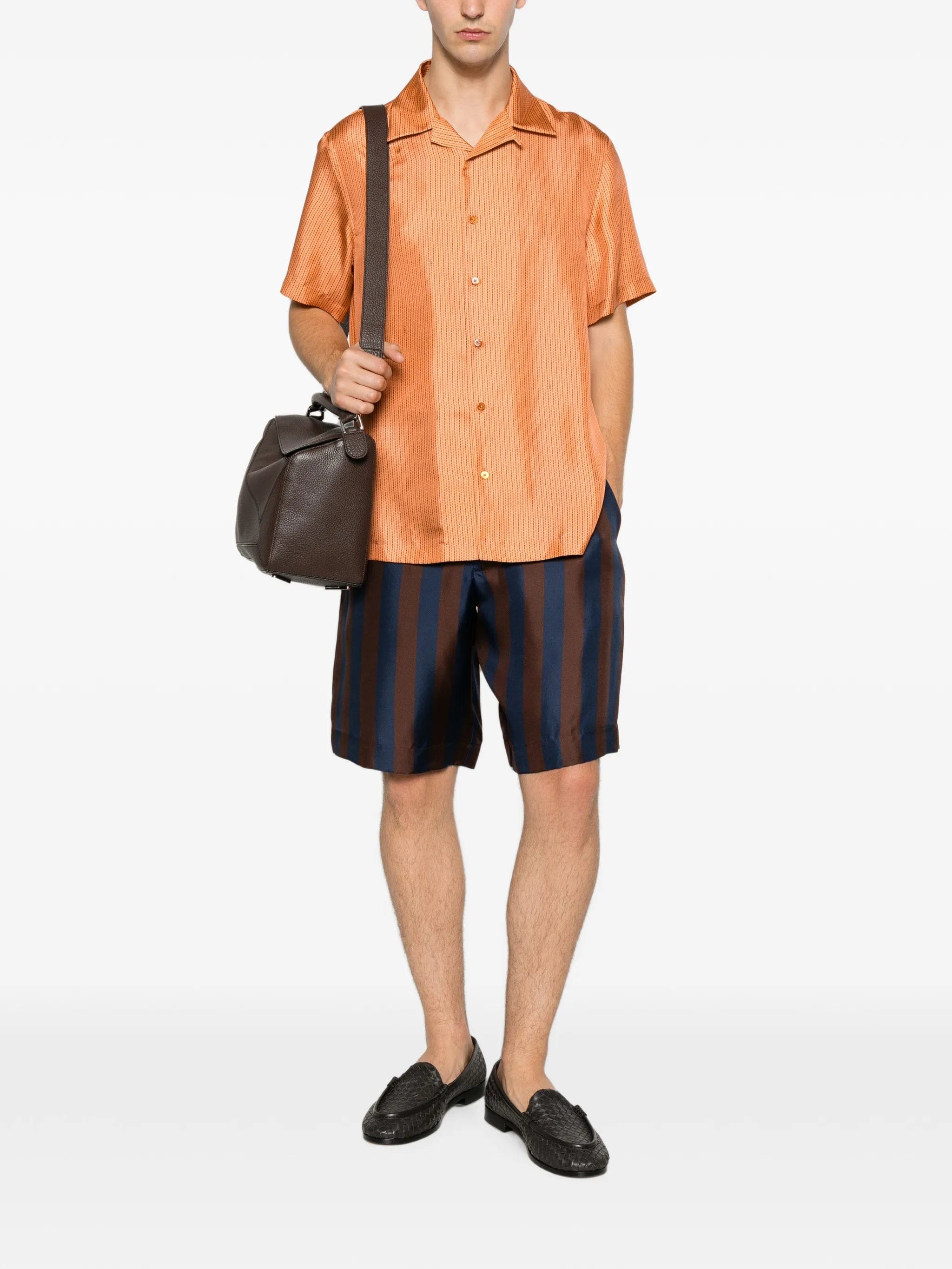 Fendi logo - stripe silk shirt