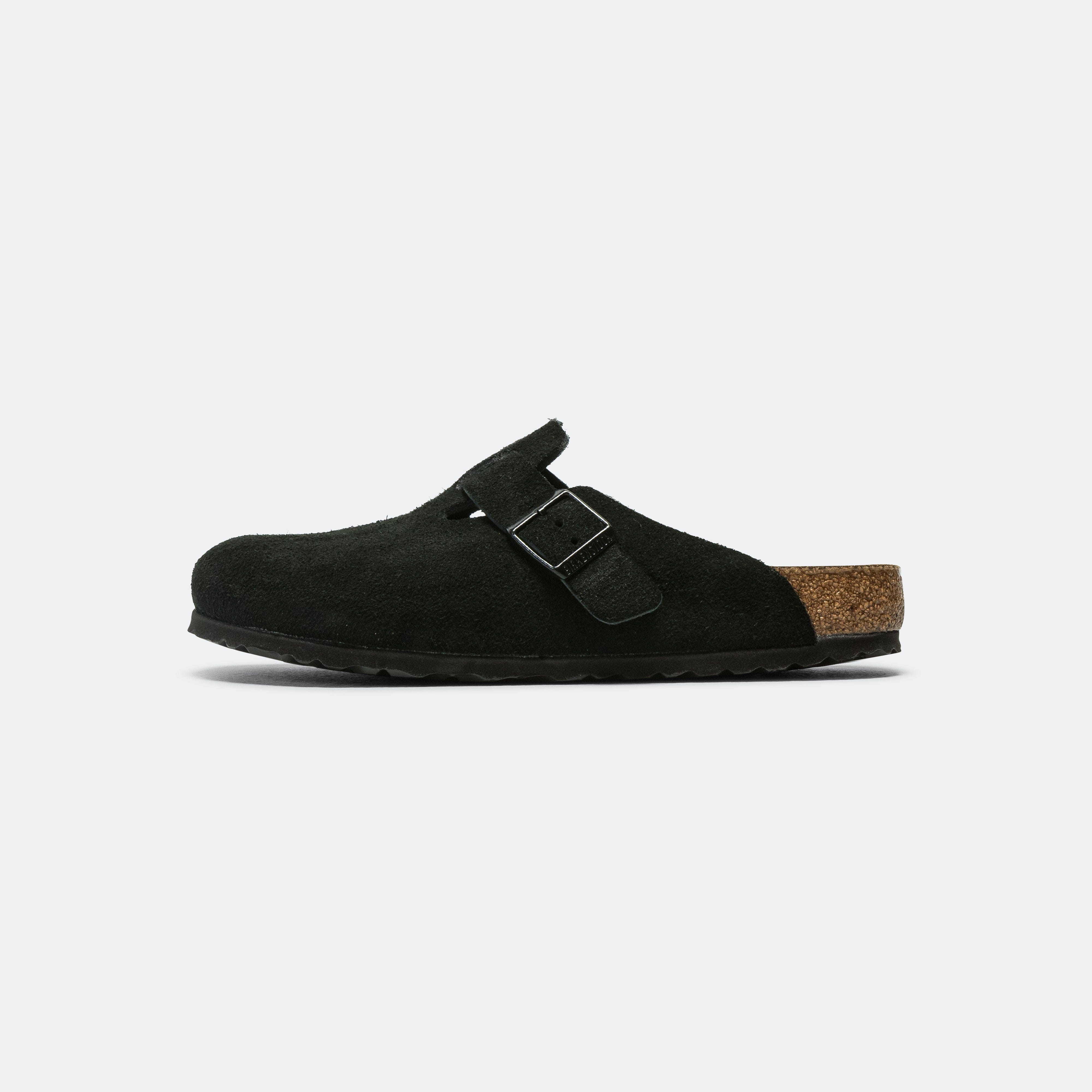 Birkenstock Boston SFB - Black Suede Leather