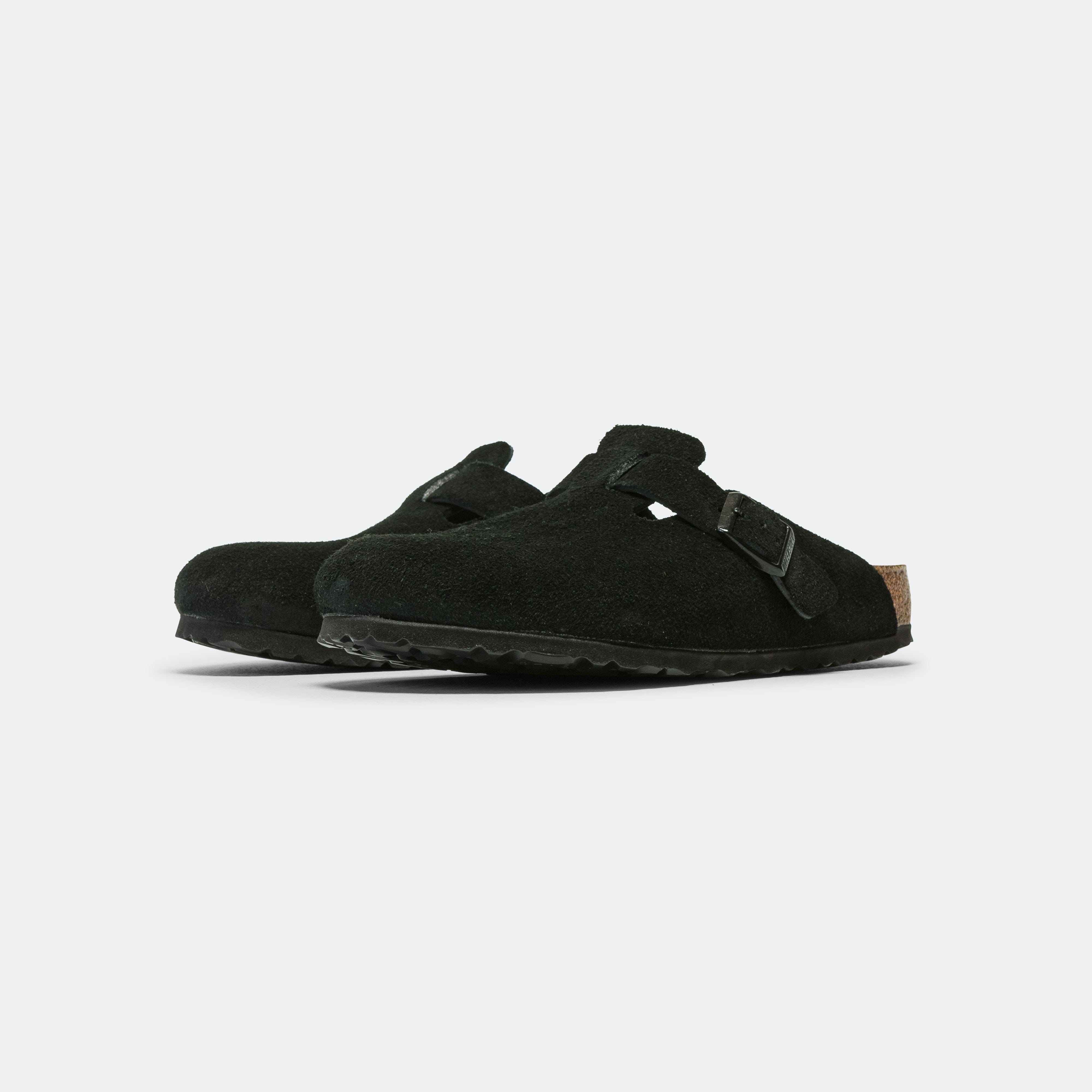 Birkenstock Boston SFB - Black Suede Leather