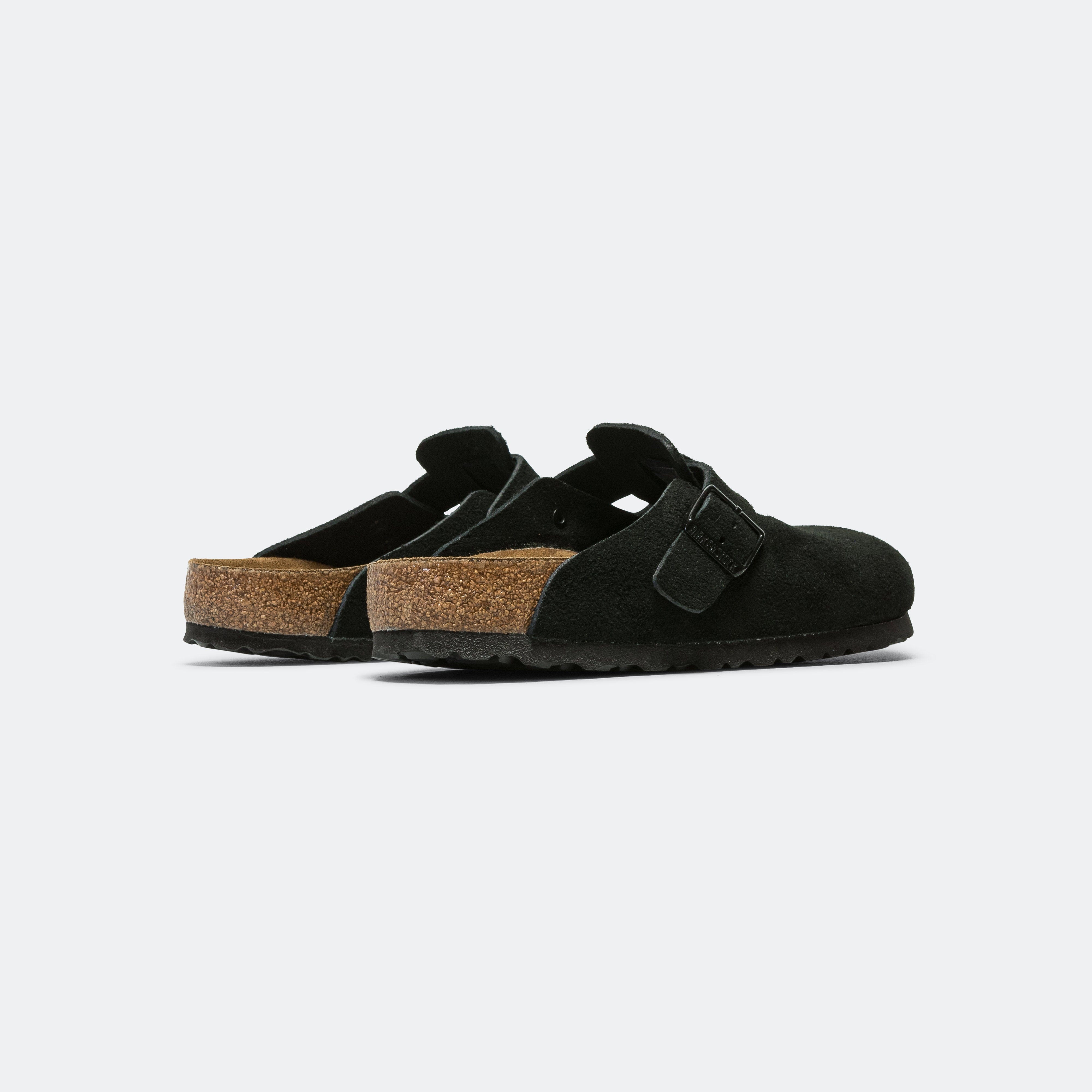 Birkenstock Boston SFB - Black Suede Leather