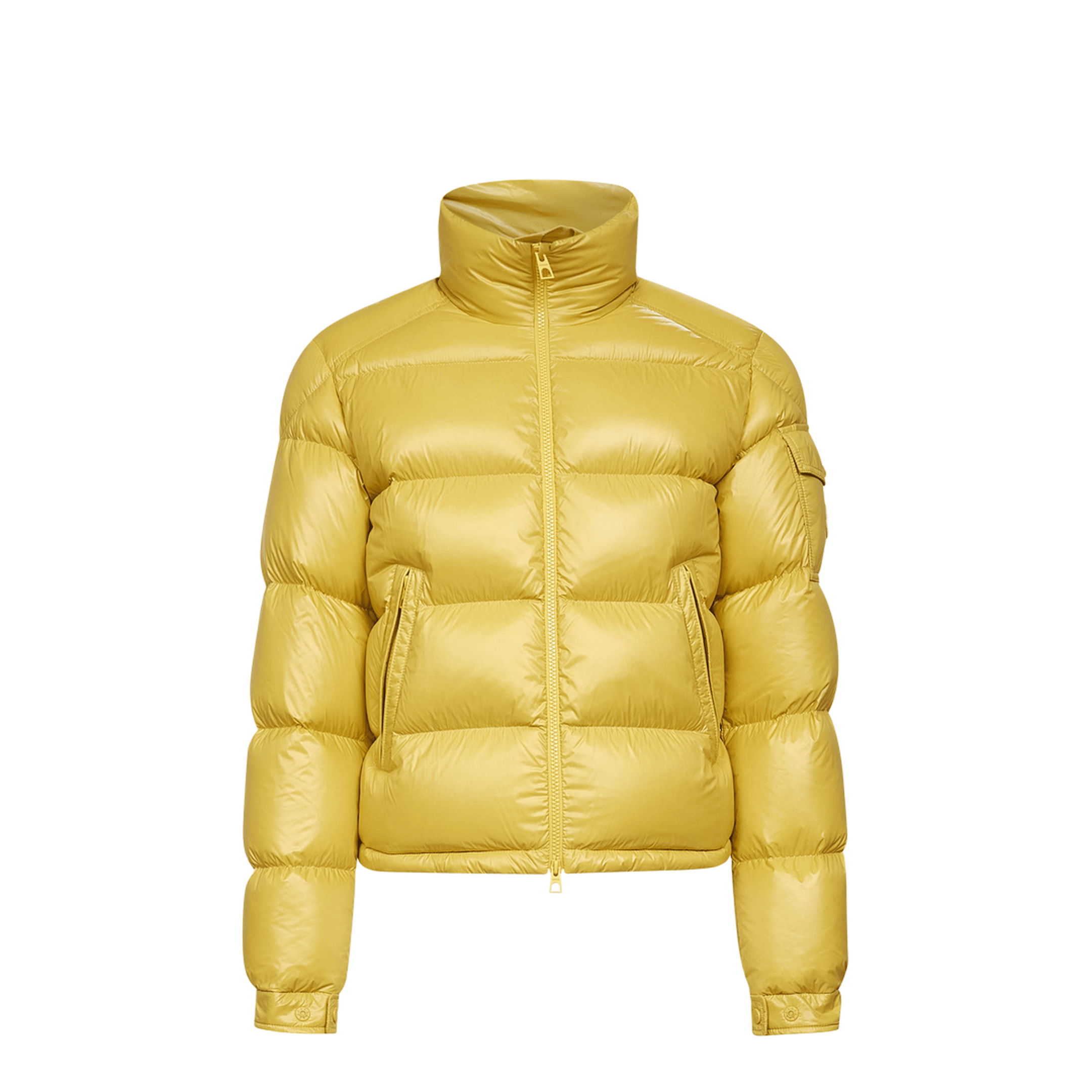 Moncler Yellow Levitha Hooded Short Down Jacket