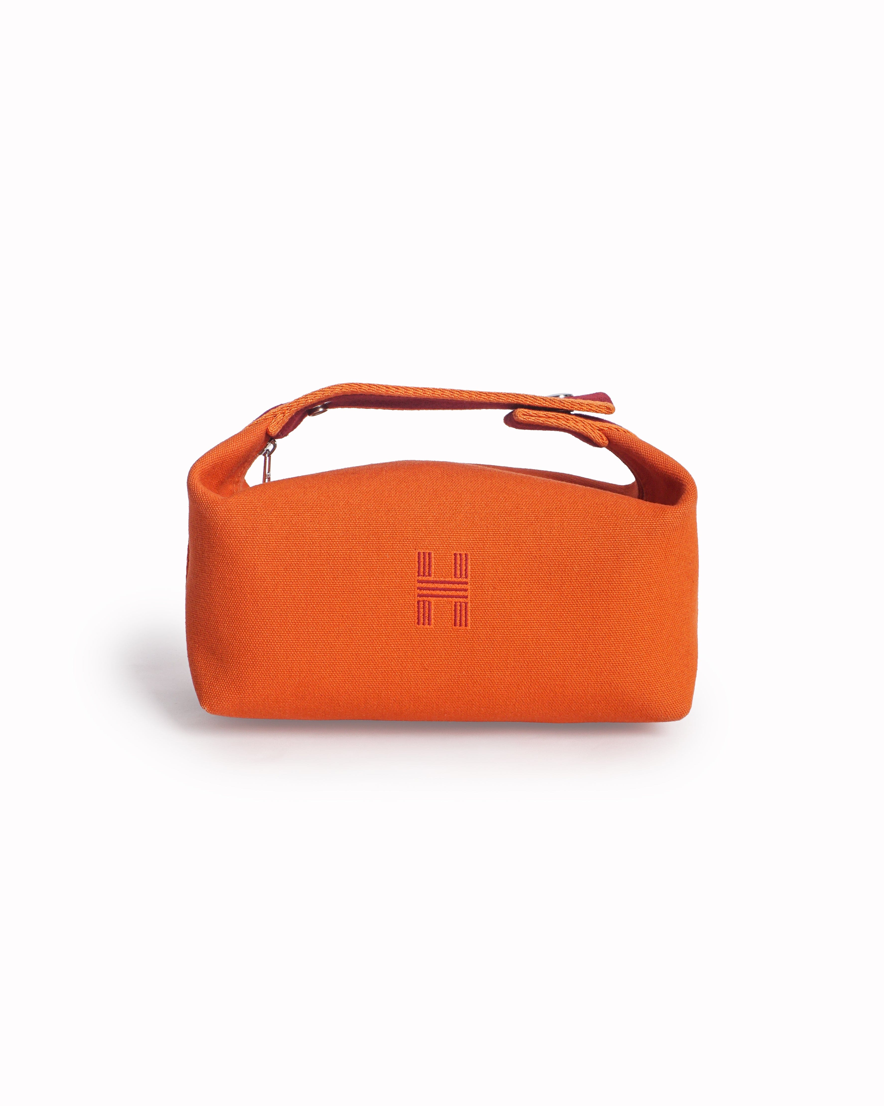 Hermès Orange Cotton Canvas Bride - à - Brac Vanity Case Bag