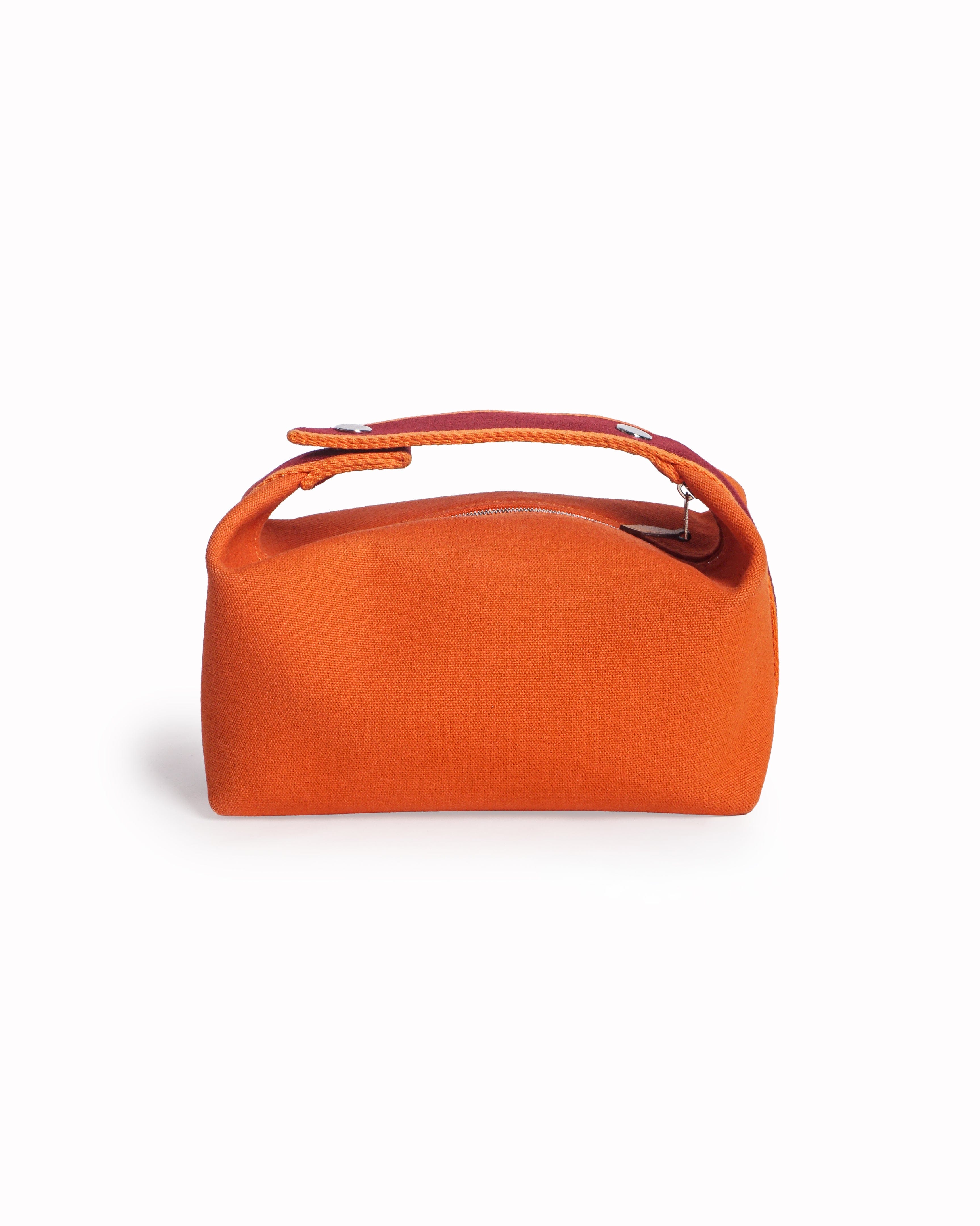 Hermès Orange Cotton Canvas Bride - à - Brac Vanity Case Bag