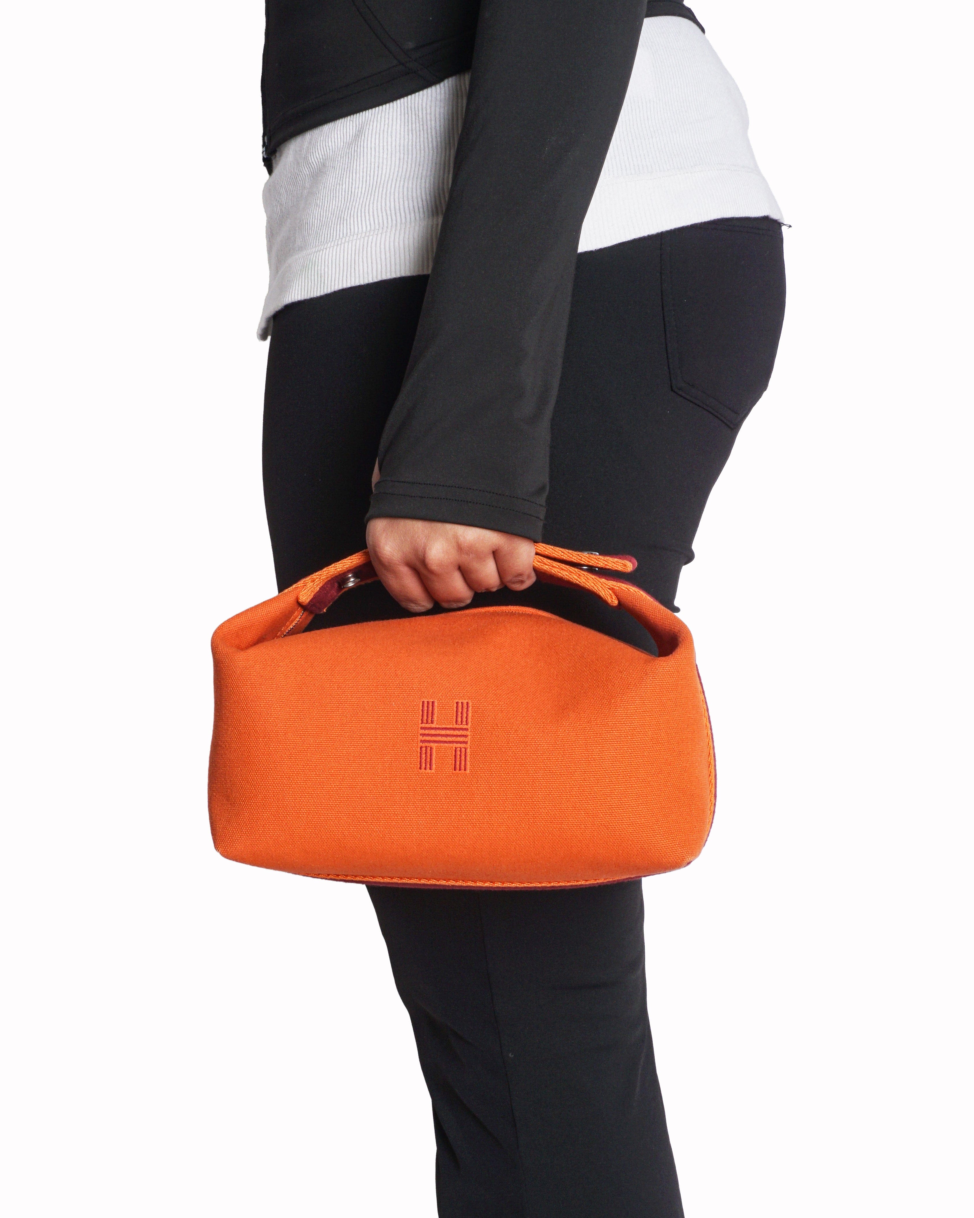 Hermès Orange Cotton Canvas Bride - à - Brac Vanity Case Bag