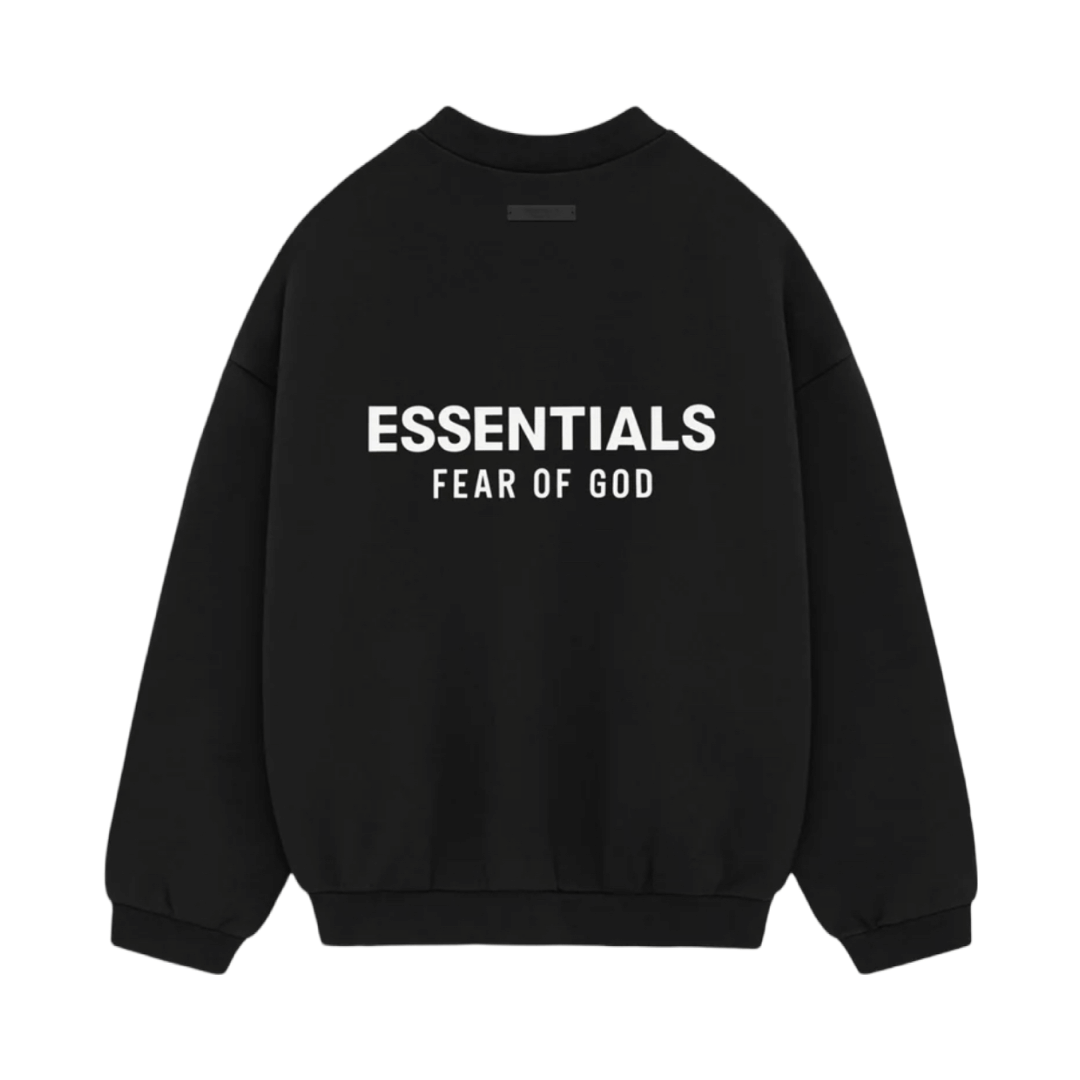 Fear of God ESSENTIALS Fleece Crewneck - Black (Holiday 2024)