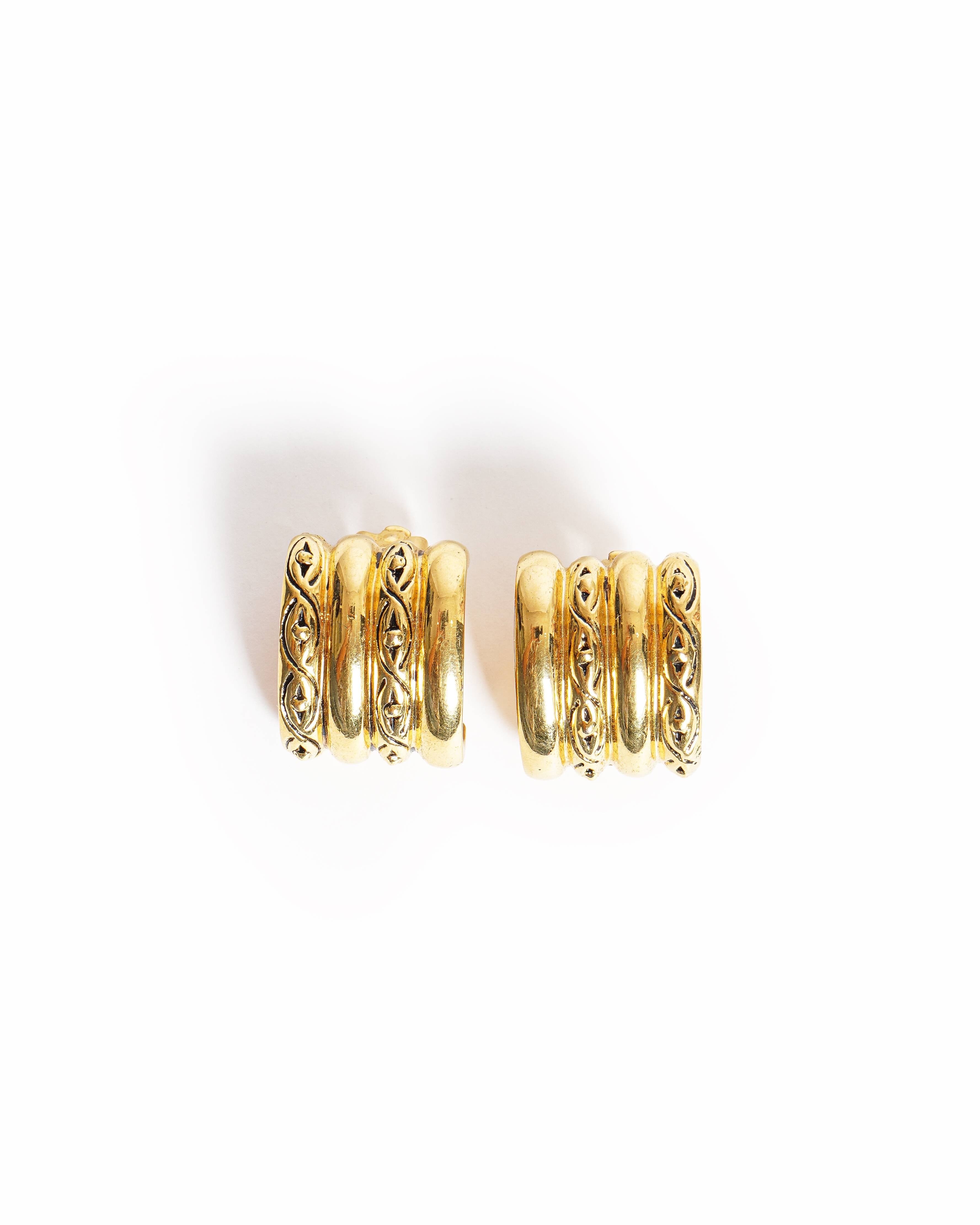 Saint Laurent Vintage YSL Yves Saint Laurent Gold Tone Clip - on Earrings