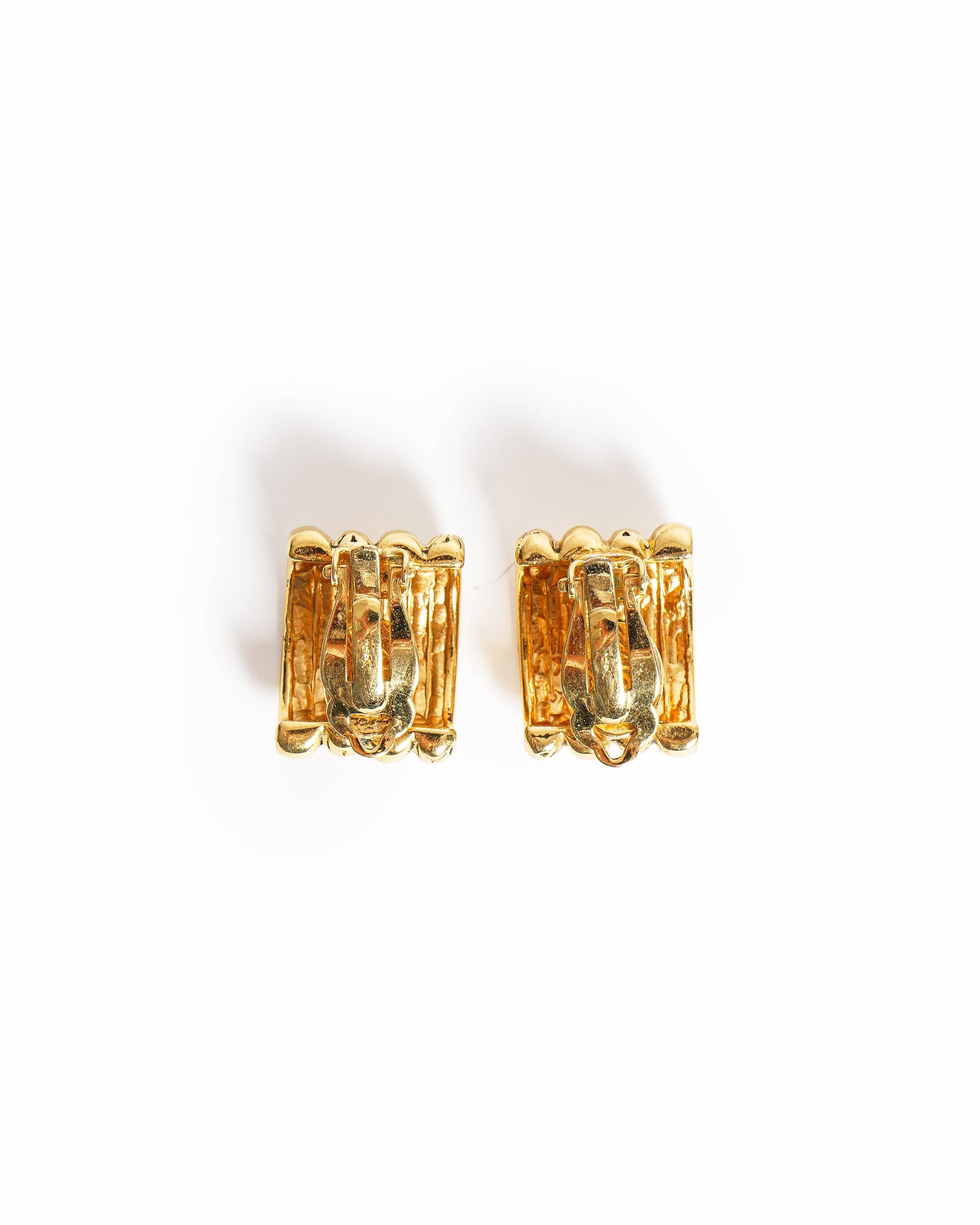 Saint Laurent Vintage YSL Yves Saint Laurent Gold Tone Clip - on Earrings