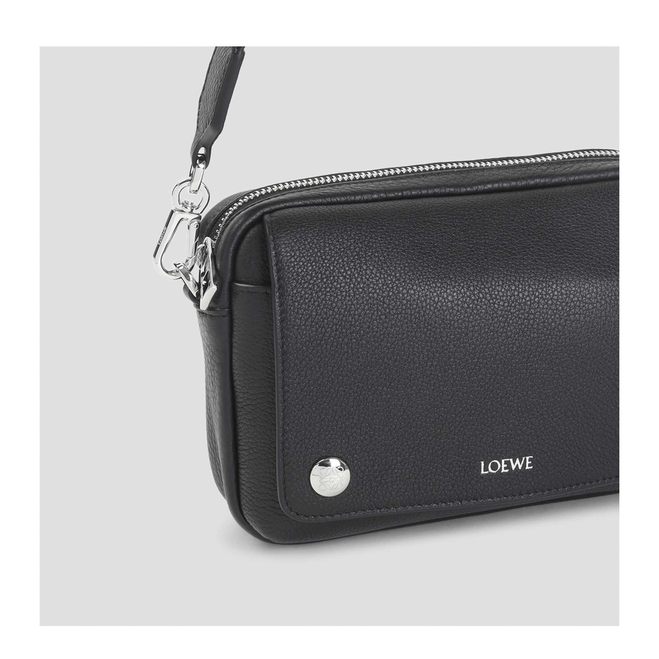 Loewe Pebble Small Calfskin Messenger Bag - Black