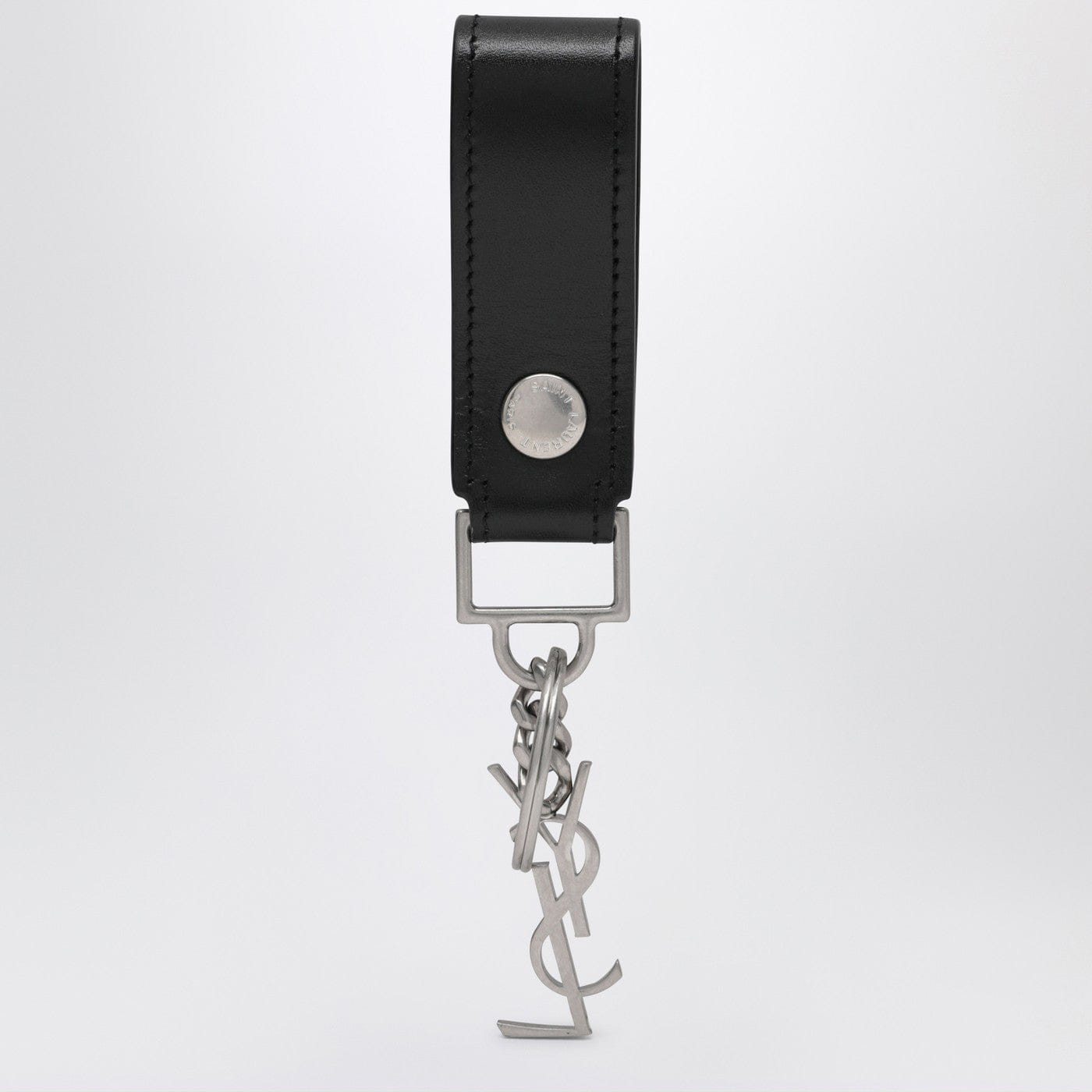 Saint Laurent Cassandre Black Leather Keychain Men