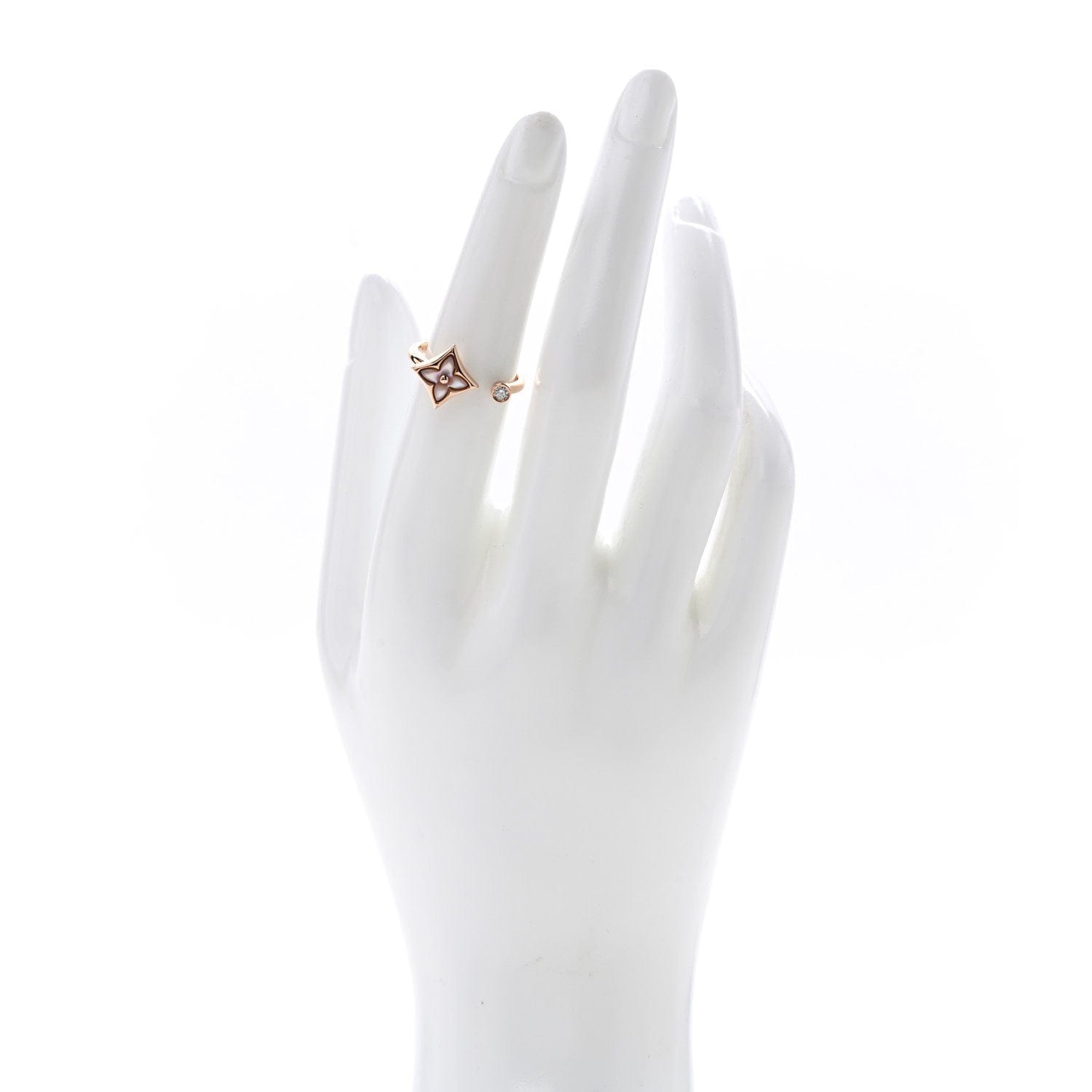 Louis Vuitton 18K Pink Gold Diamond Mother of Pearl Mini Color Blossom Star Ring 51 5.75
