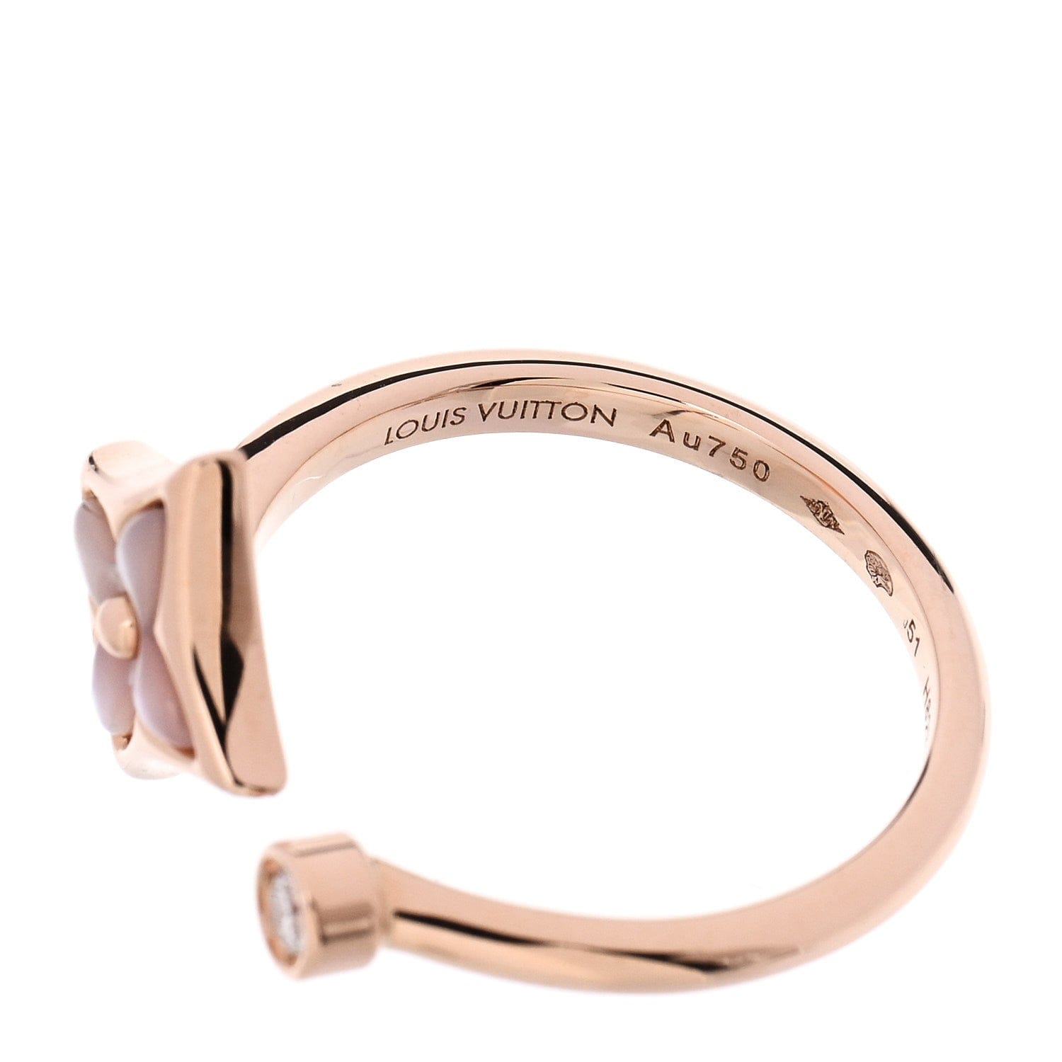 Louis Vuitton 18K Pink Gold Diamond Mother of Pearl Mini Color Blossom Star Ring 51 5.75