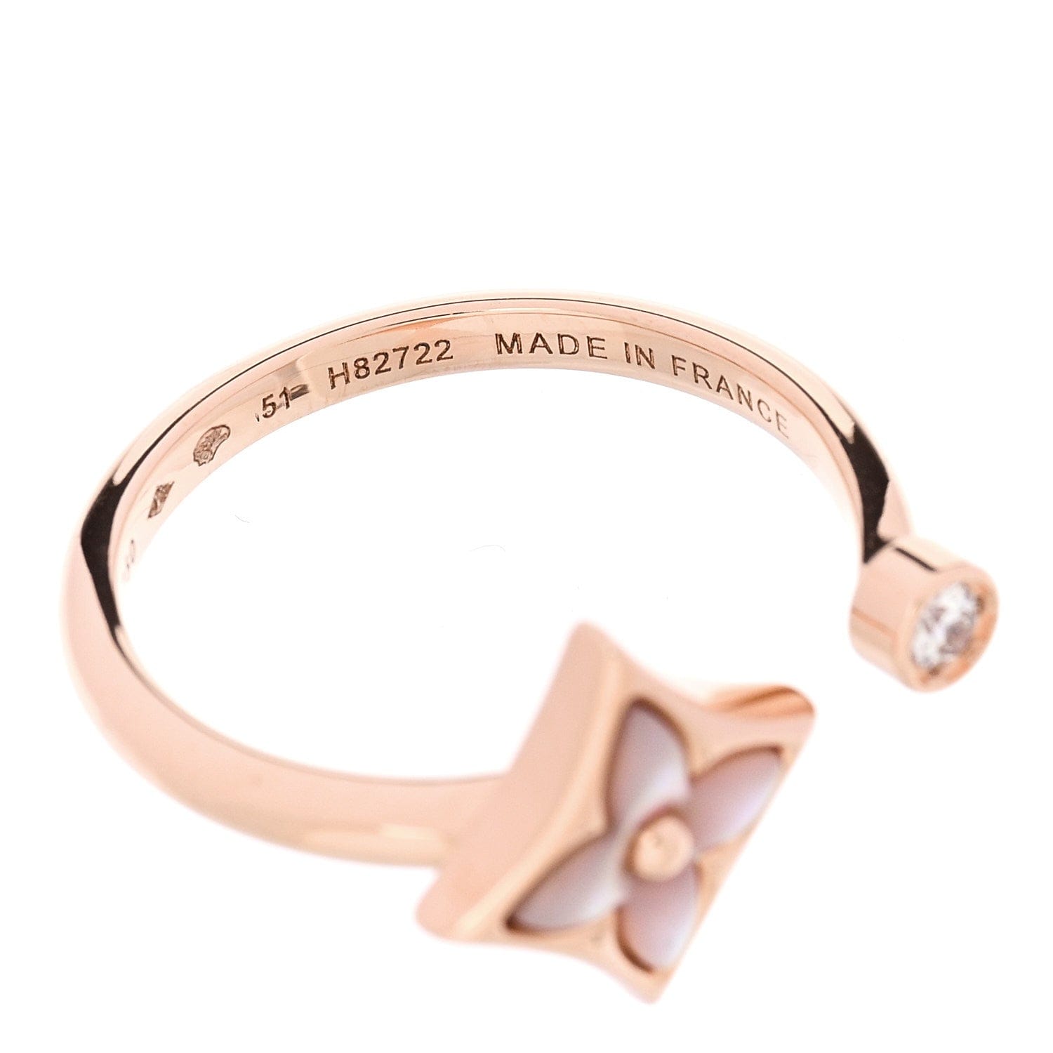 Louis Vuitton 18K Pink Gold Diamond Mother of Pearl Mini Color Blossom Star Ring 51 5.75