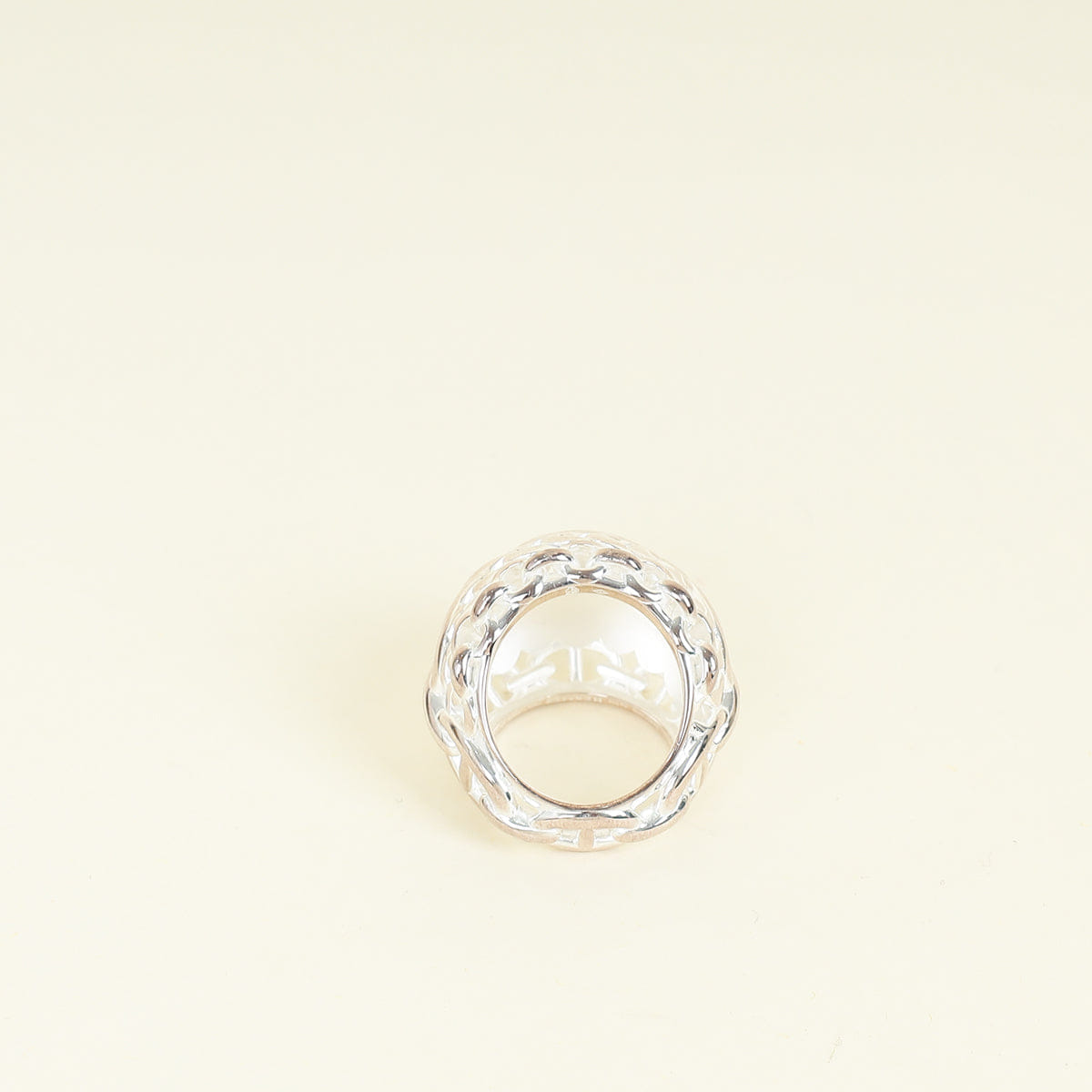 Hermes Sterling Silver Chaine D'ancre Multichaines Ring, Very Large Model 51