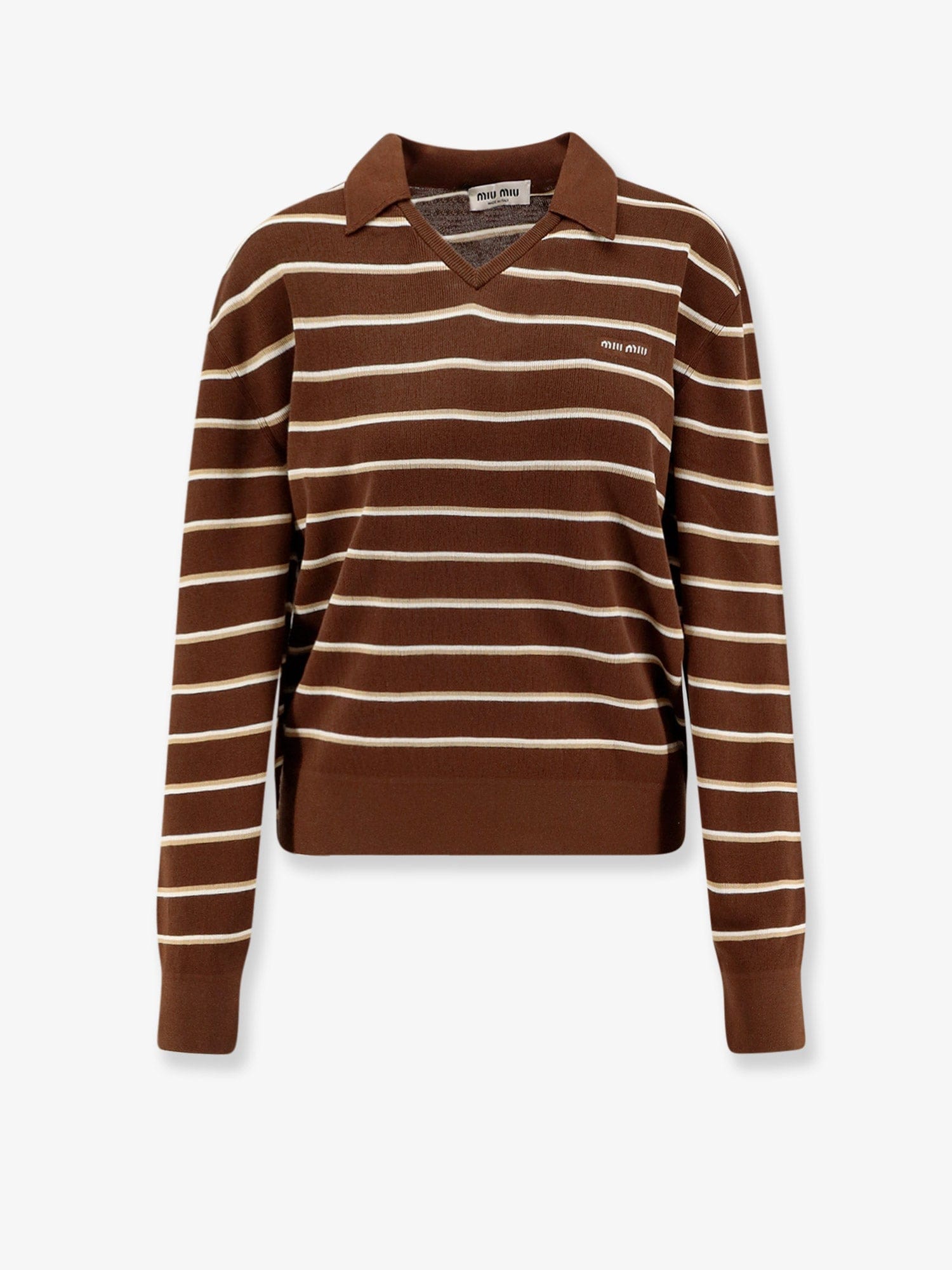 MIU MIU Striped cotton polo shirt