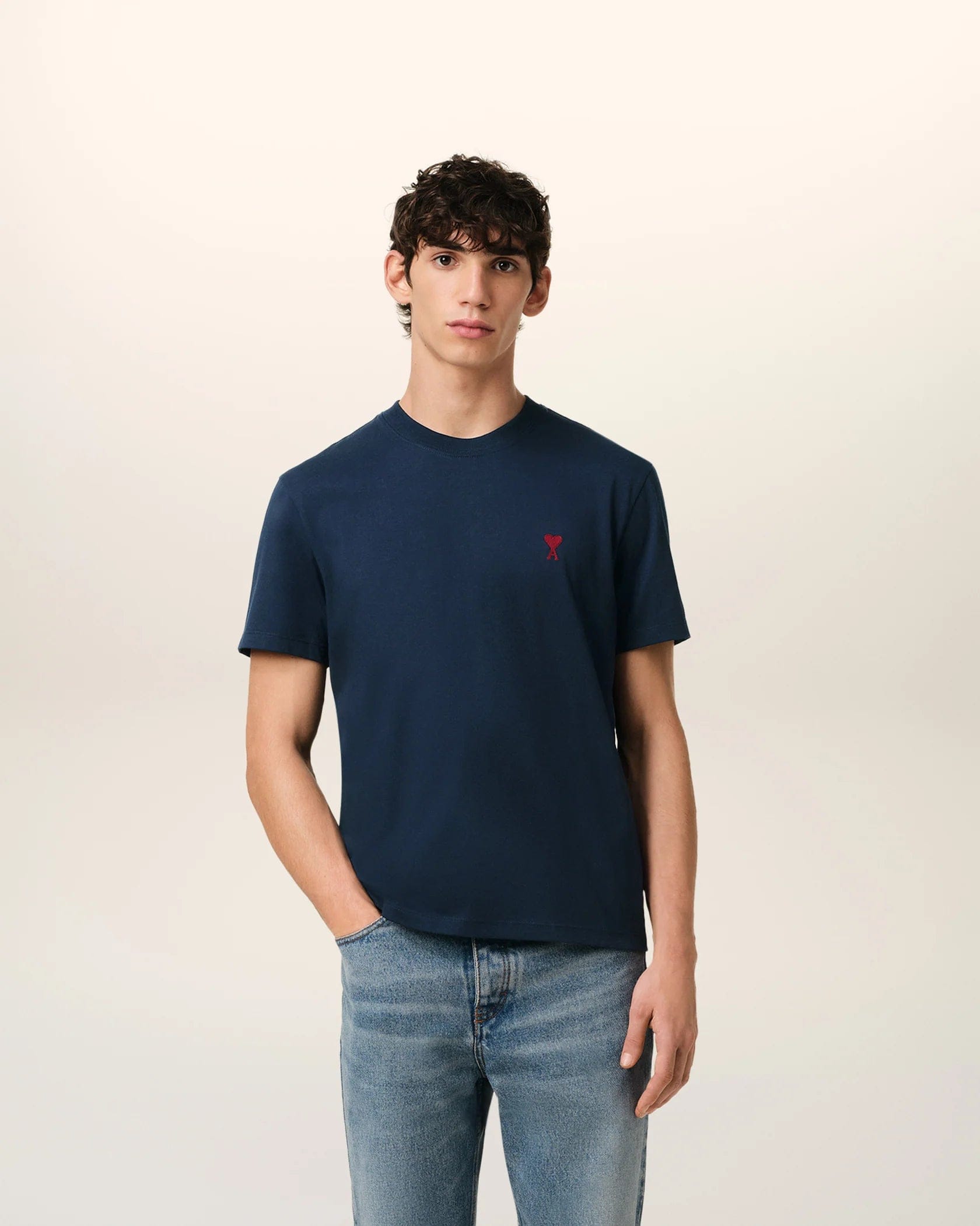 AMI Paris Ami de Coeur Navy Cotton T - Shirt | Ami Paris India