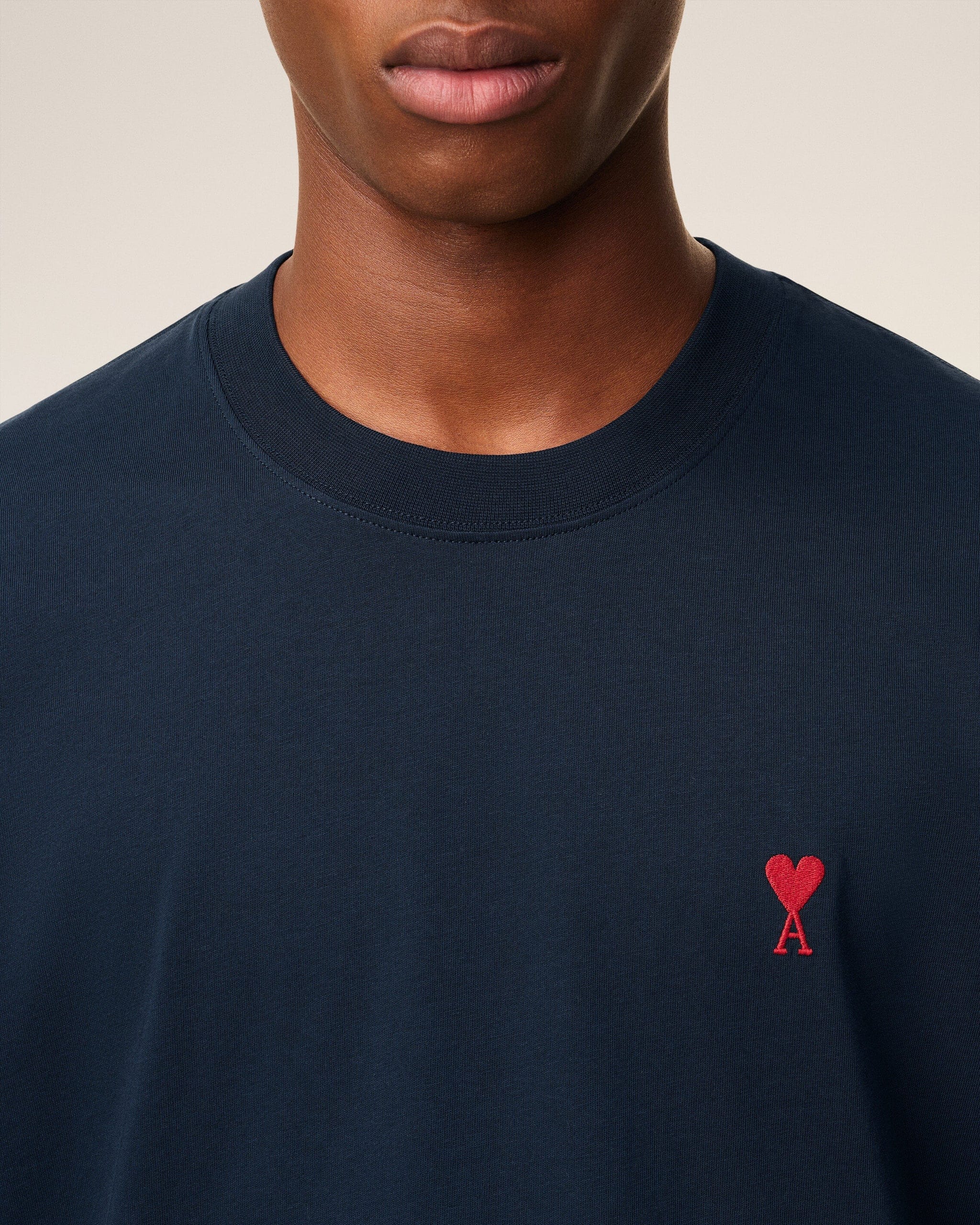 AMI Paris Ami de Coeur Navy Cotton T - Shirt | Ami Paris India