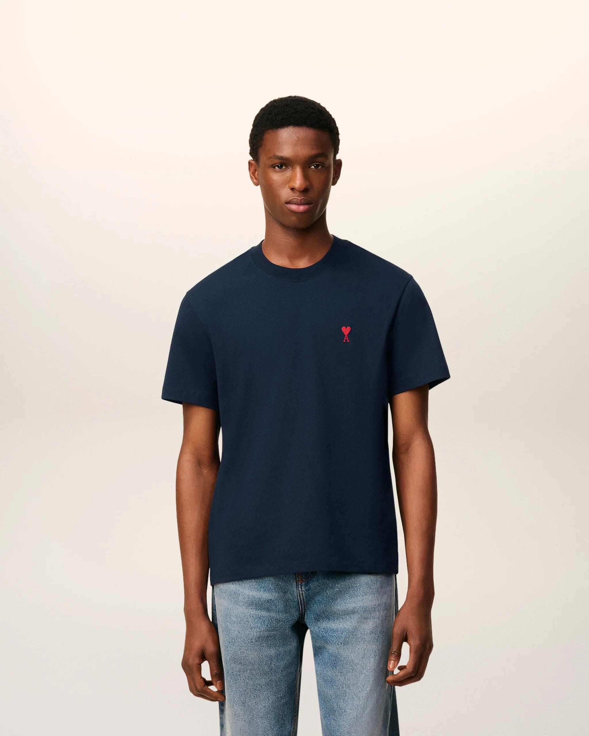 AMI Paris Ami de Coeur Navy Cotton T - Shirt | Ami Paris India