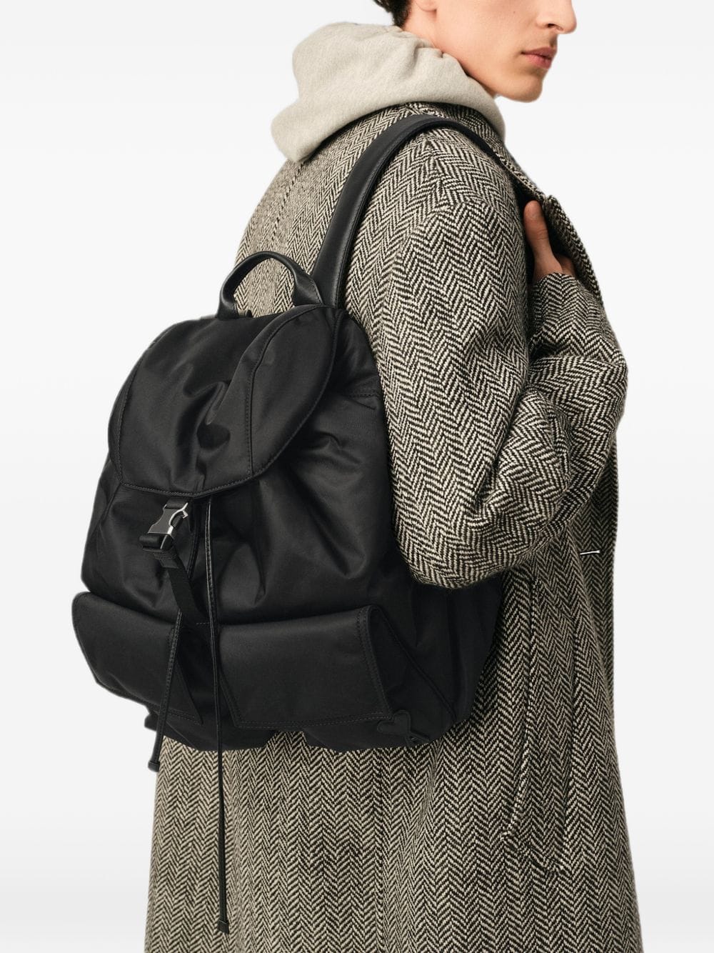 AMI Paris Water - Repellent Canvas Backpack — Black