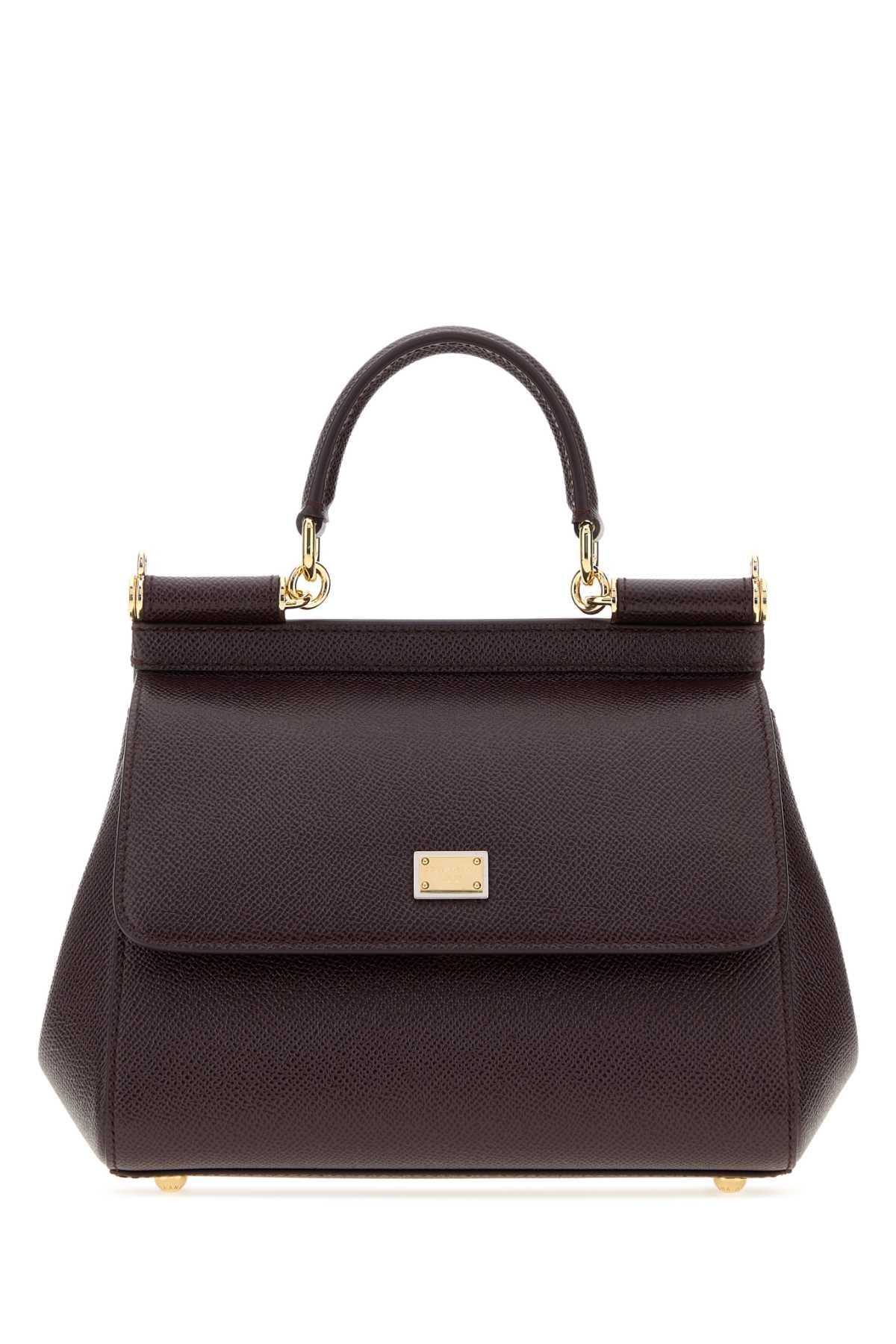 Dolce & Gabbana Women Aubergine Leather Medium Sicily Handbag