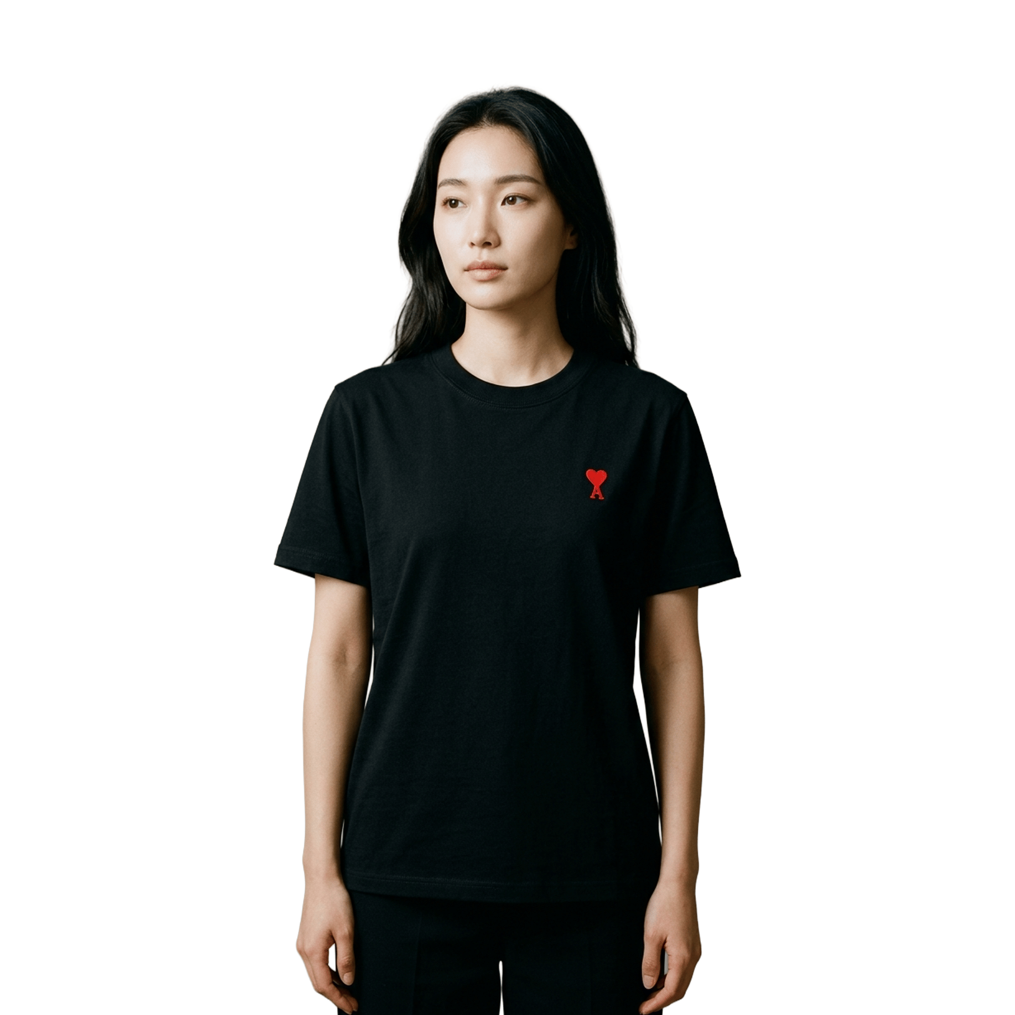 AMI Paris Small Red Ami De Coeur T-Shirt Black (SS22)