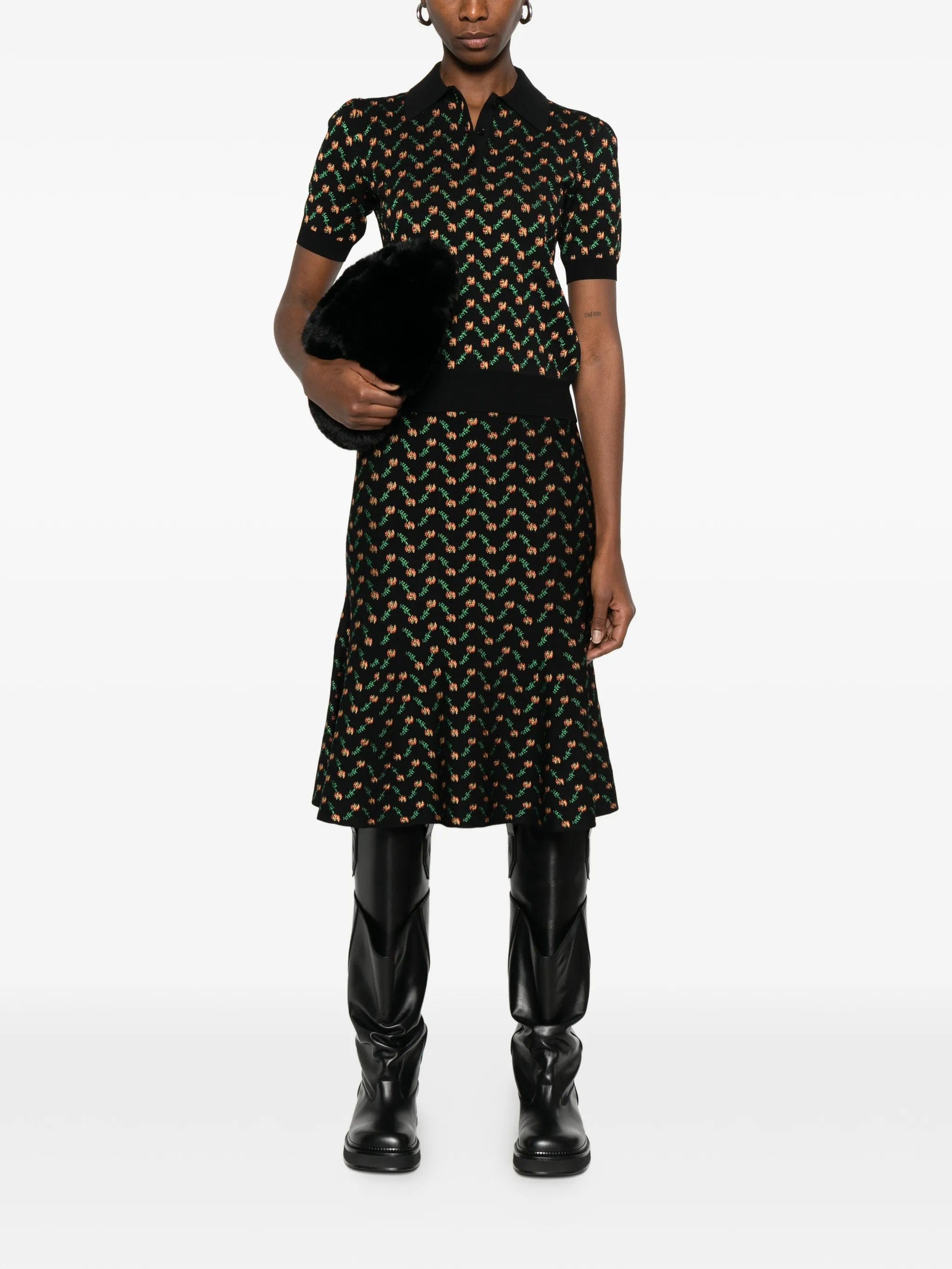 Alexander McQueen floral jacquard midi skirt