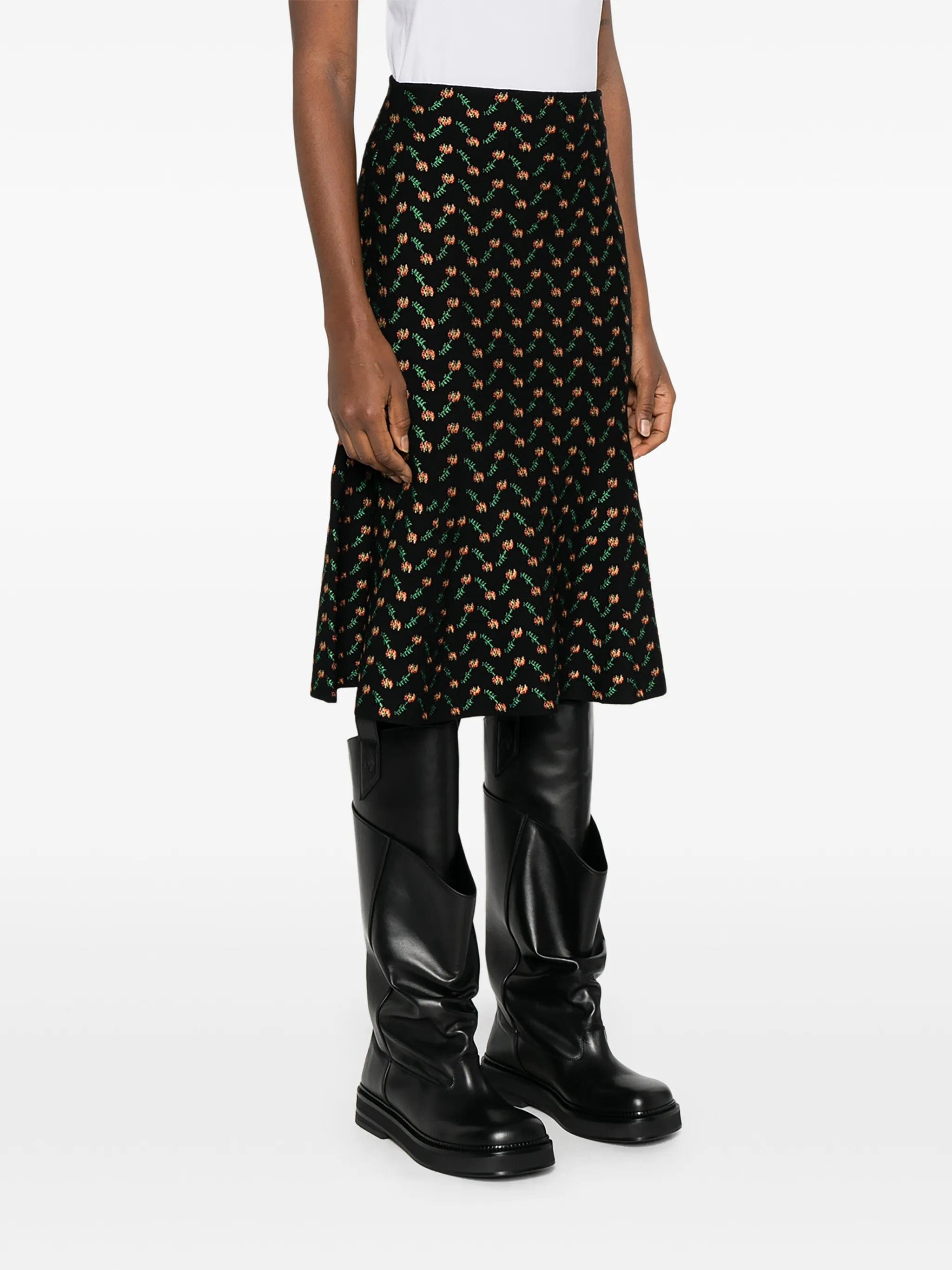 Alexander McQueen floral jacquard midi skirt