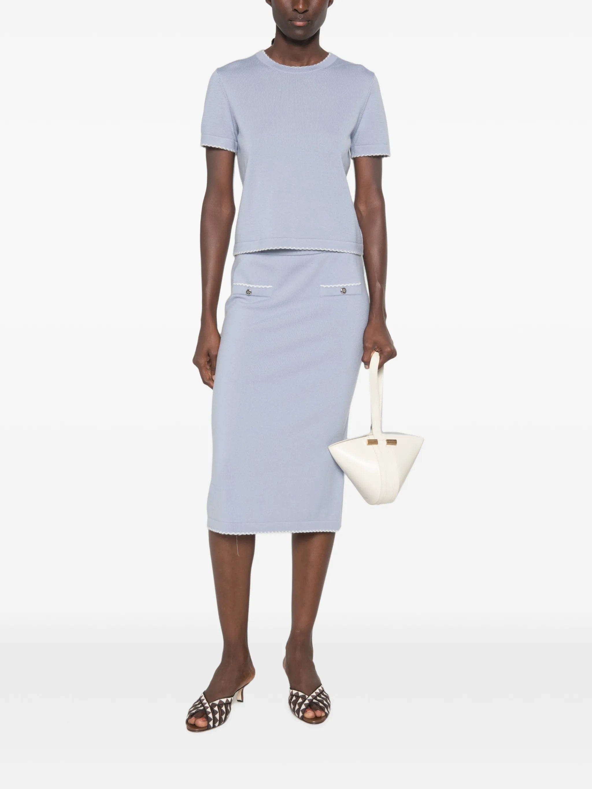 Tory Burch scalloped wool skirt