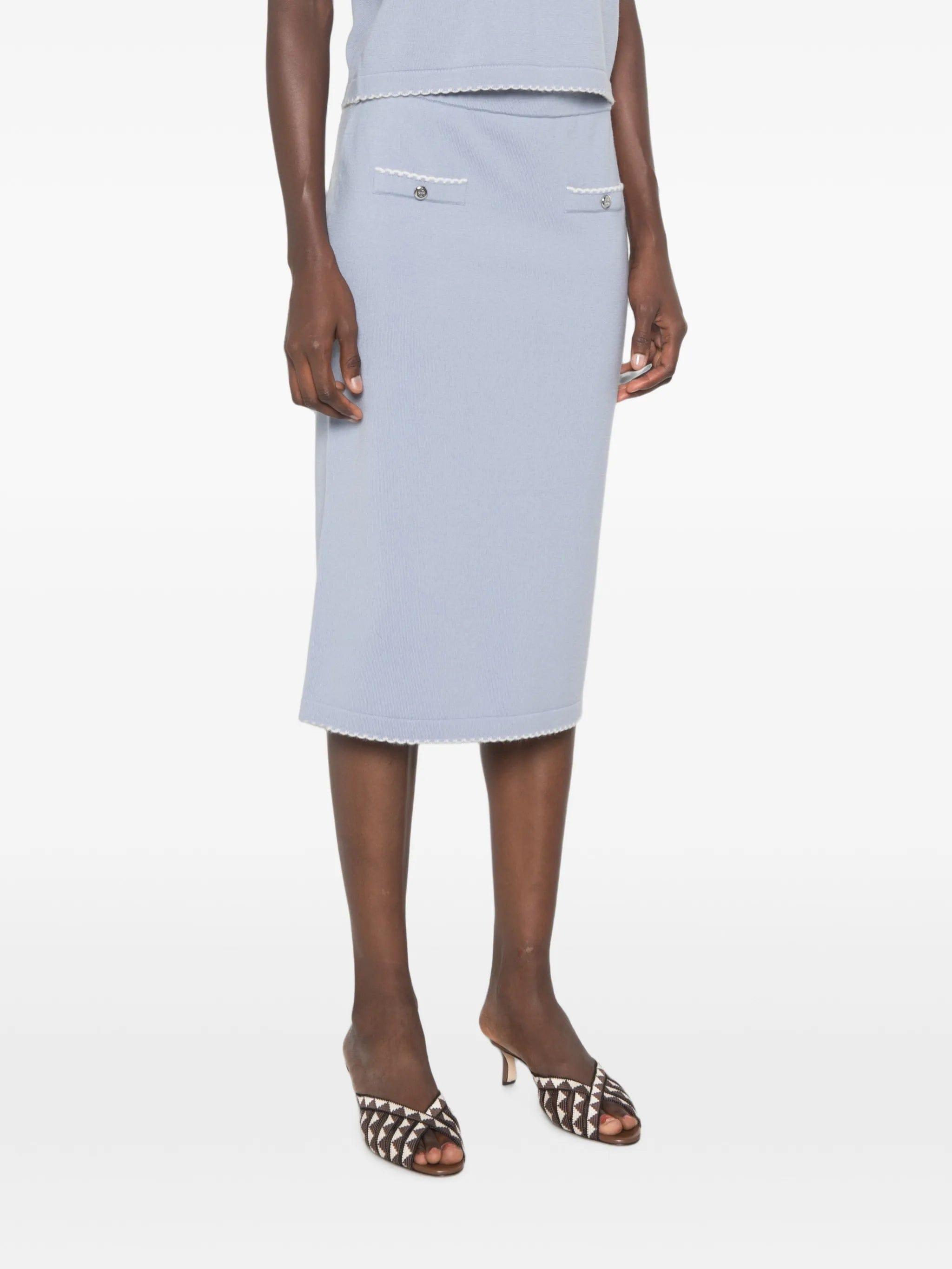 Tory Burch scalloped wool skirt