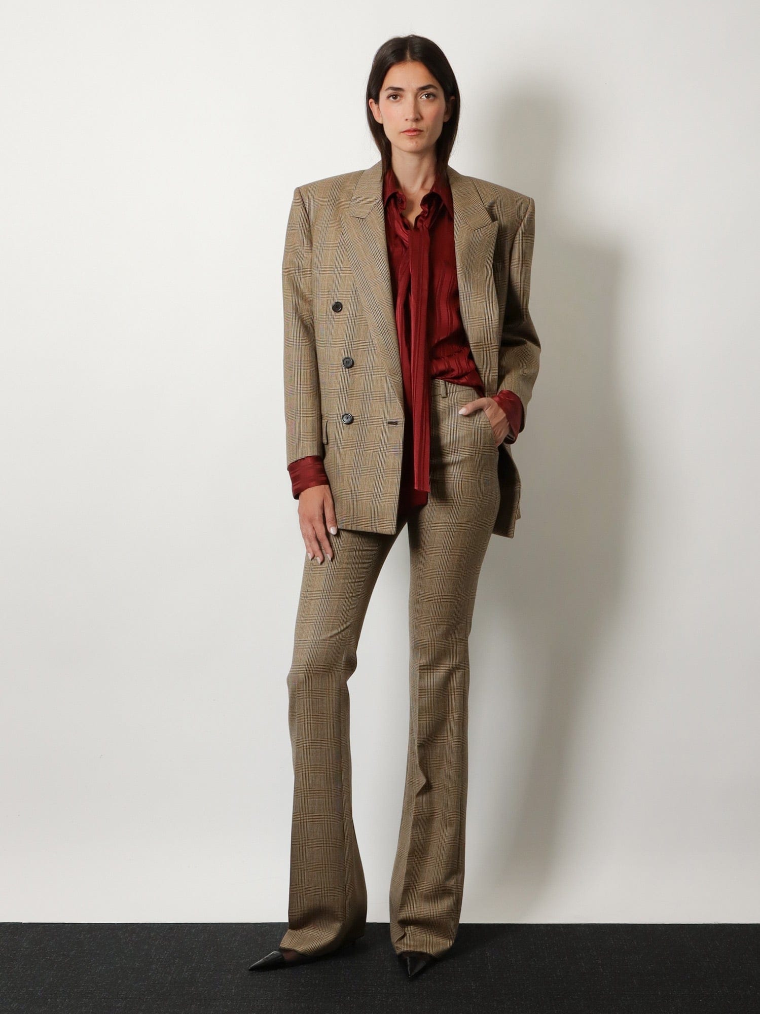 Saint Laurent Cassandre Lavallière striped silk jacquard shirt