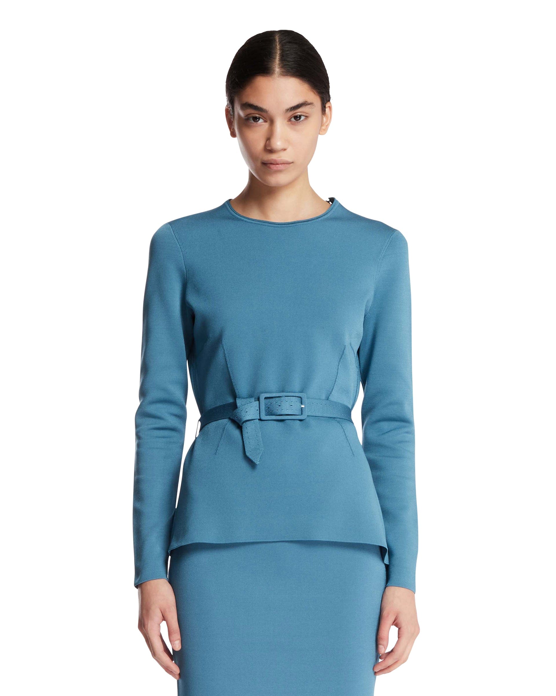 TOM FORD Top Girocollo Con Cintura Azzurro