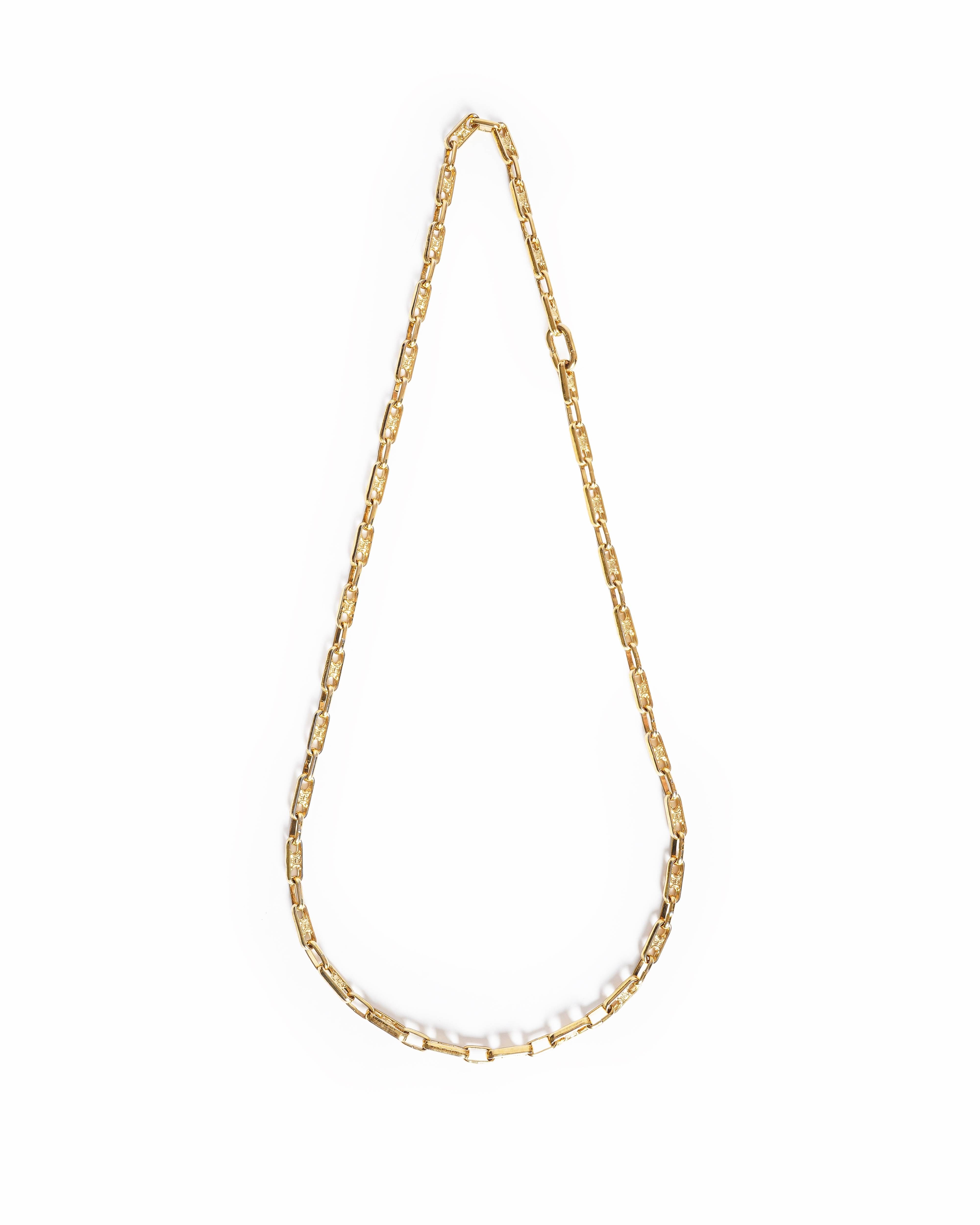 Celine Vintage Celine Paris Gold - Plated Triomphe Link Chain Necklace