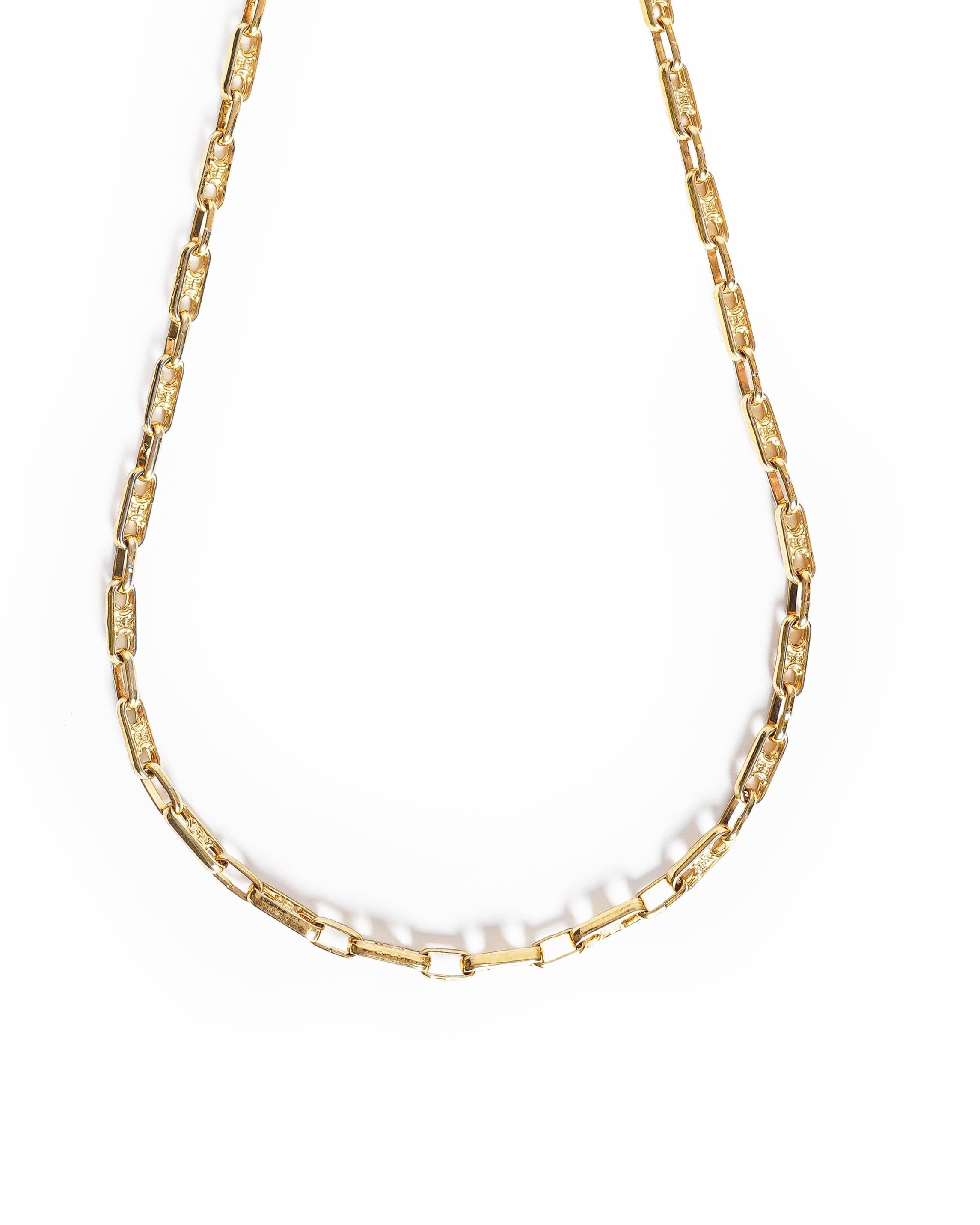 Celine Vintage Celine Paris Gold - Plated Triomphe Link Chain Necklace