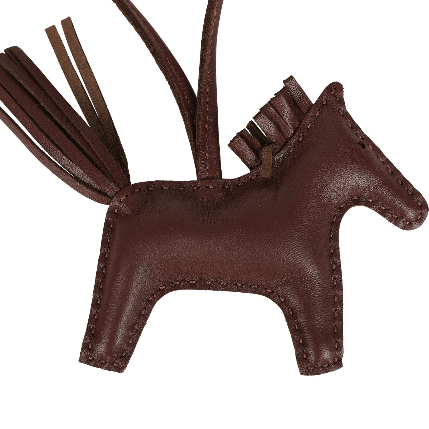 Hermes Rodeo Robeo Plush Charm PM Terre, Sesame, Black Milo Lambskin and Ecru Merino Wool Palladium Hardware