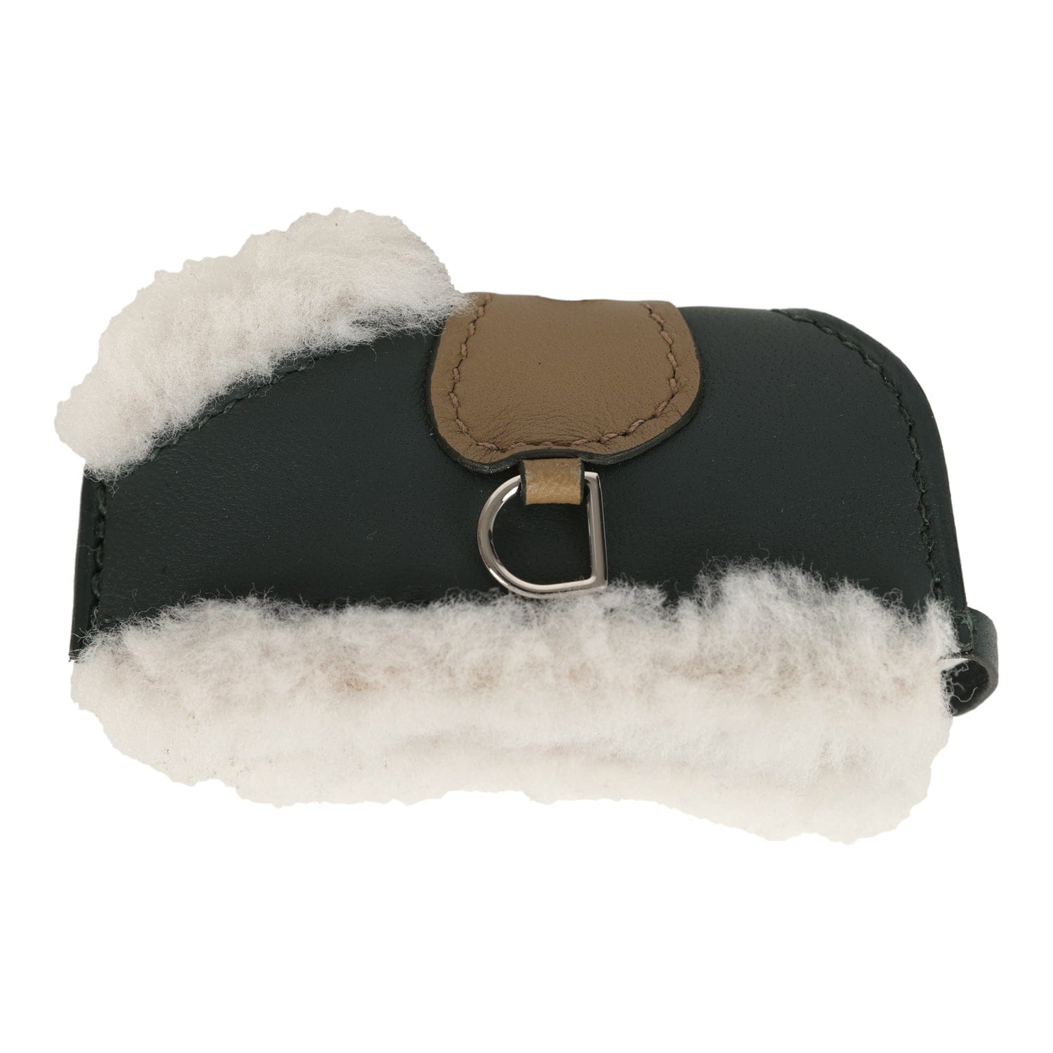 Hermes Rodeo Robeo Plush Charm PM Black, Beige Marfa, Vert Mangrove Milo Lambskin and Ecru Merino Wool Palladium Hardware