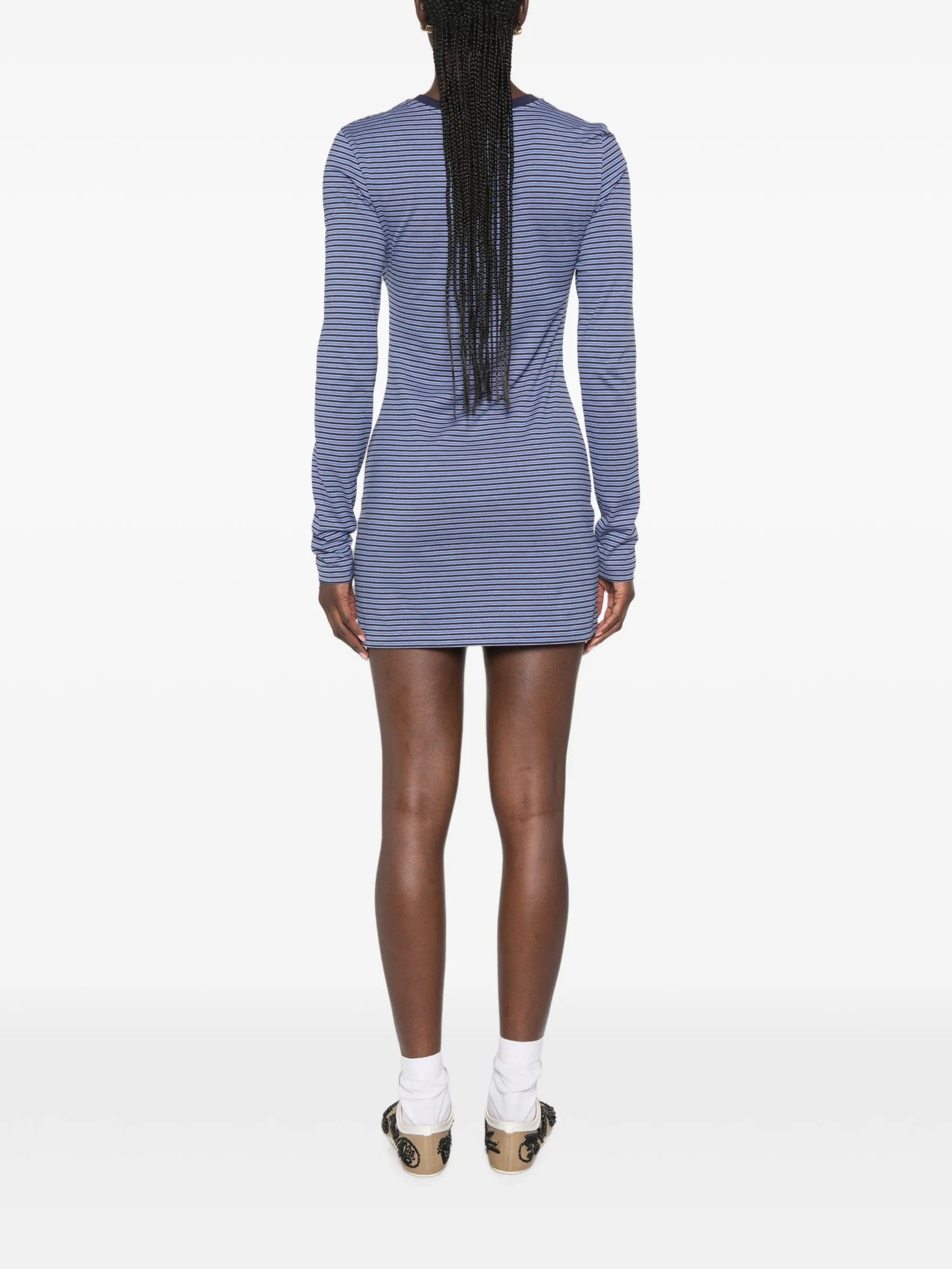 Miu Miu striped - pattern logo - patch mini dress