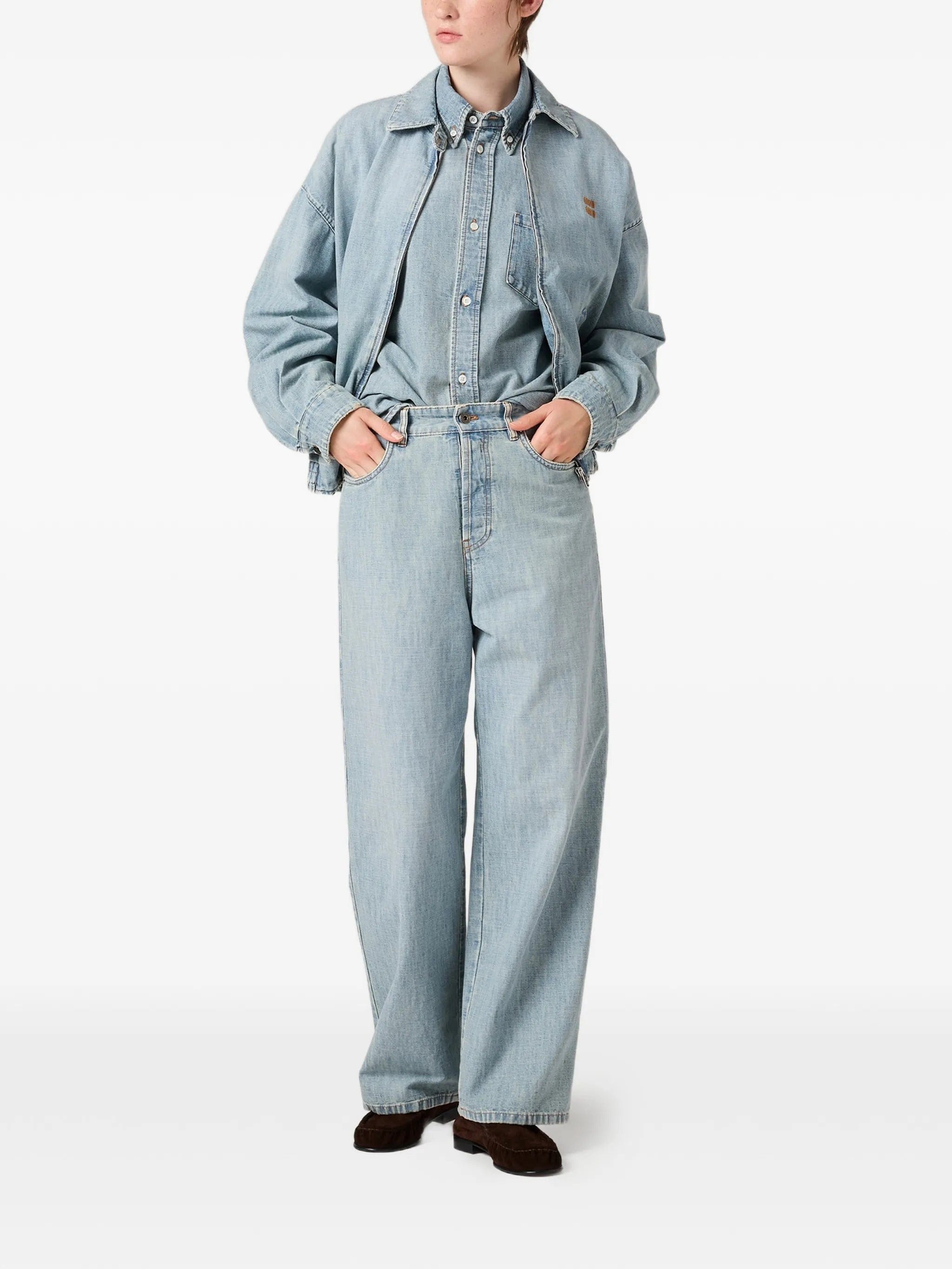 Miu Miu Chambray embroidered - logo jeans