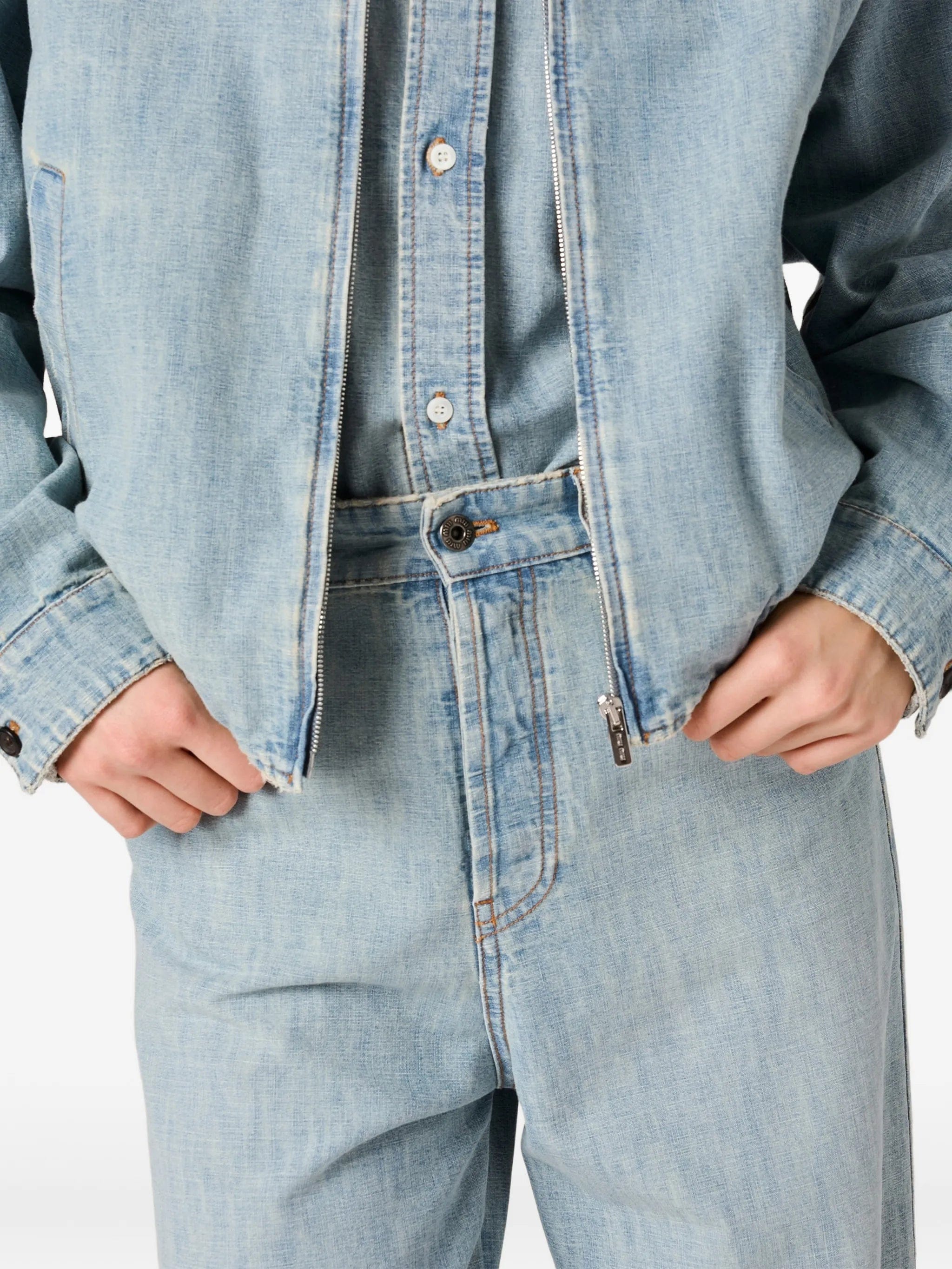 Miu Miu Chambray embroidered - logo jeans