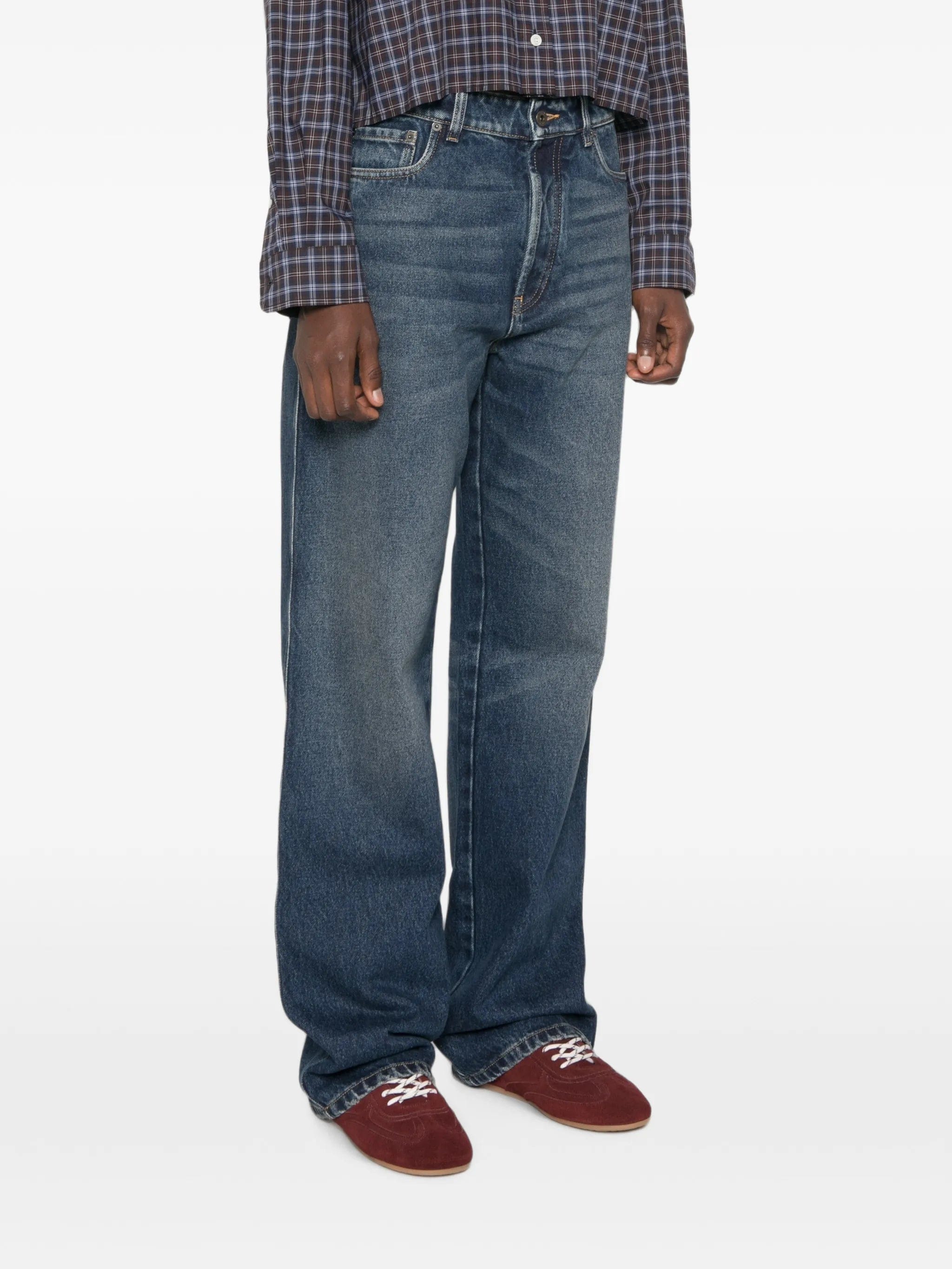Miu Miu logo - embroidered straight - leg jeans