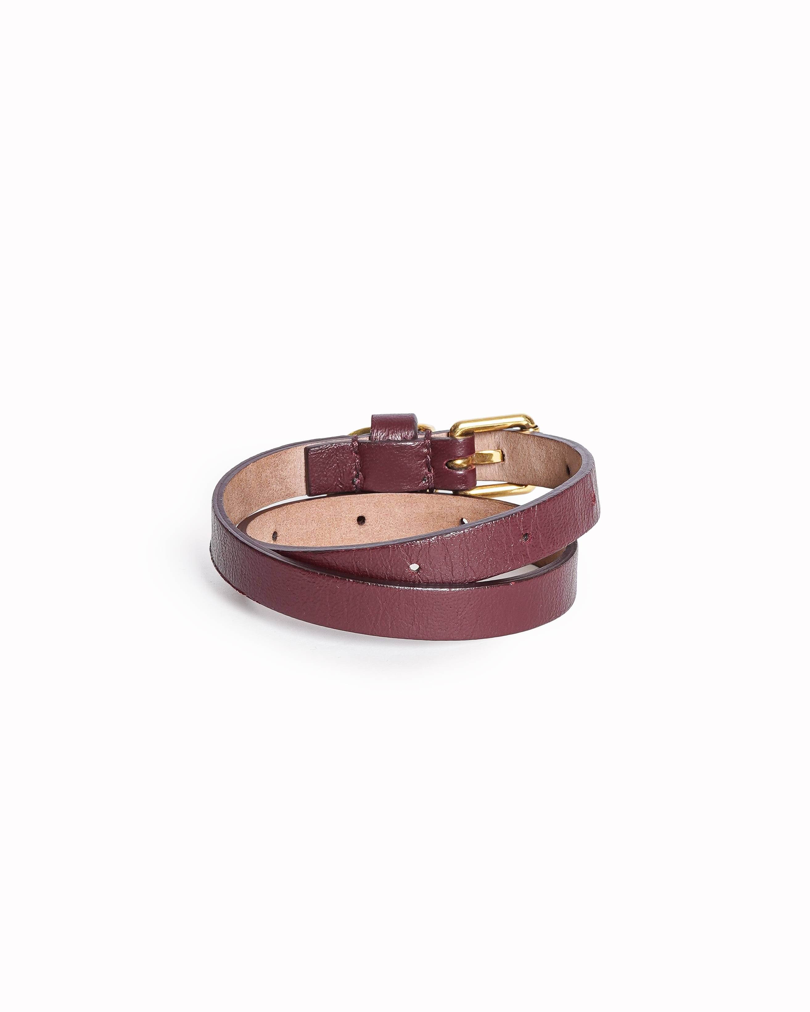 Alexander McQueen Burgundy Skull Charm Double Wrap Bracelet
