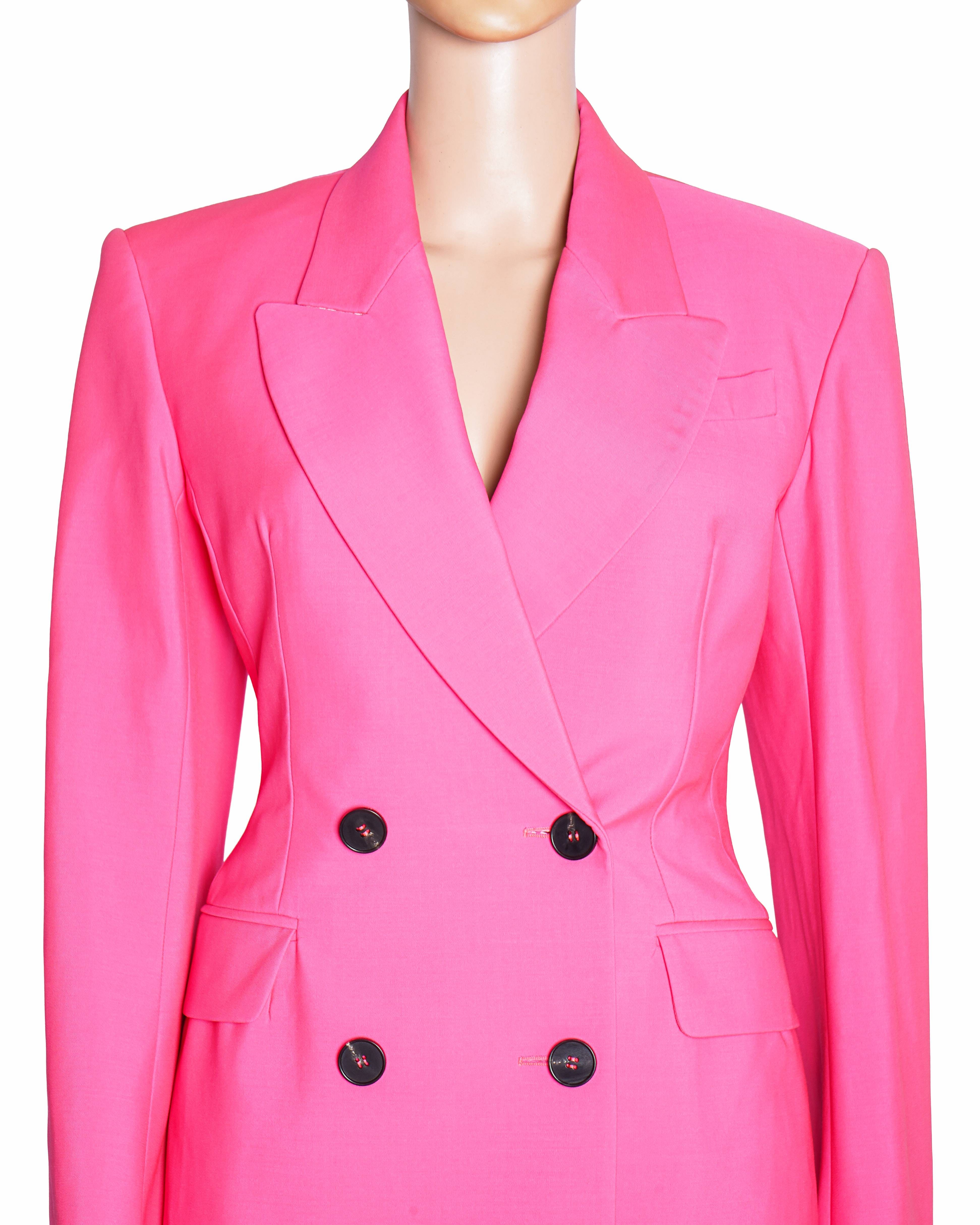 Alexander McQueen Spring/Summer 2022 Hot Pink Wool Double - Breasted Suit Set