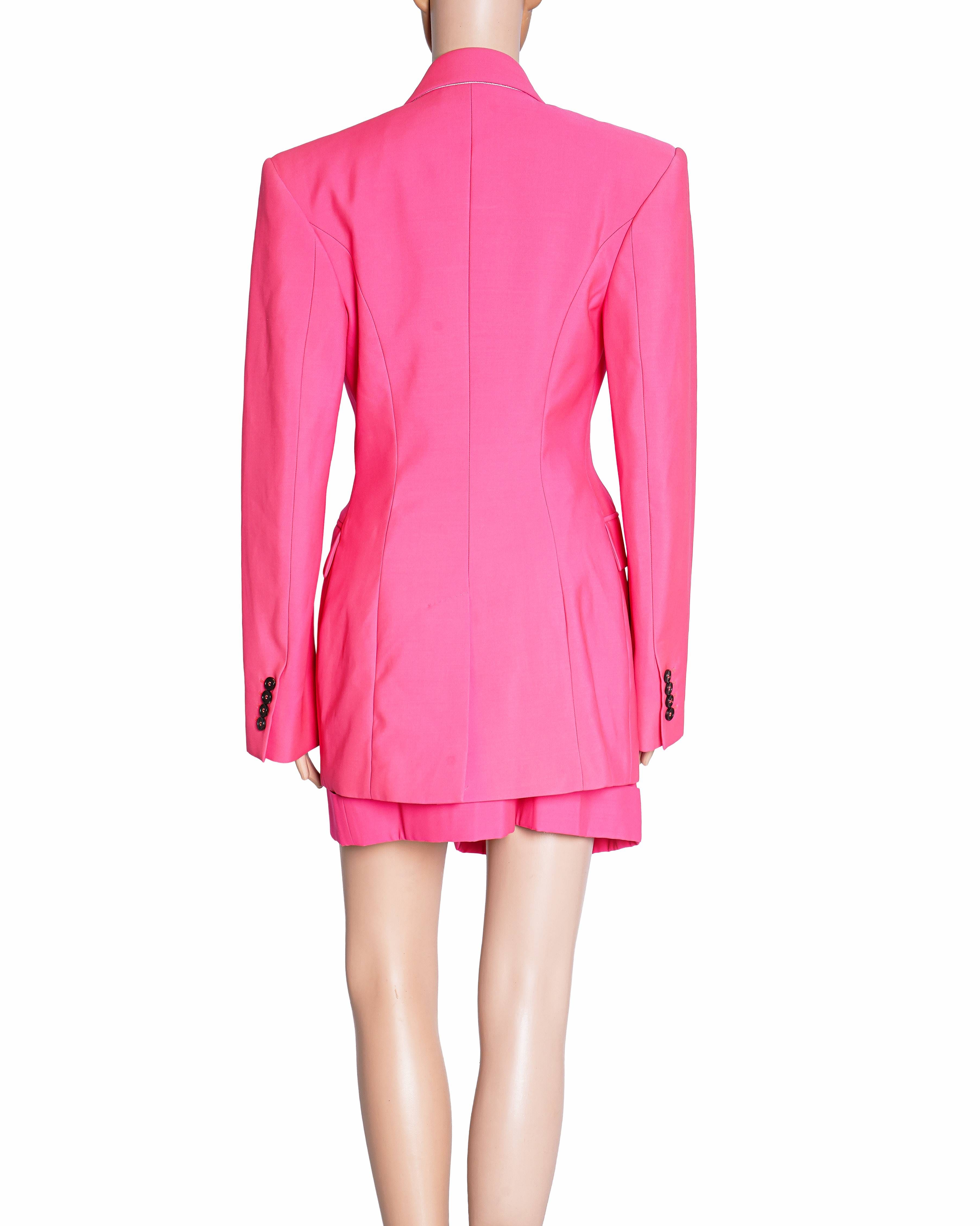 Alexander McQueen Spring/Summer 2022 Hot Pink Wool Double - Breasted Suit Set