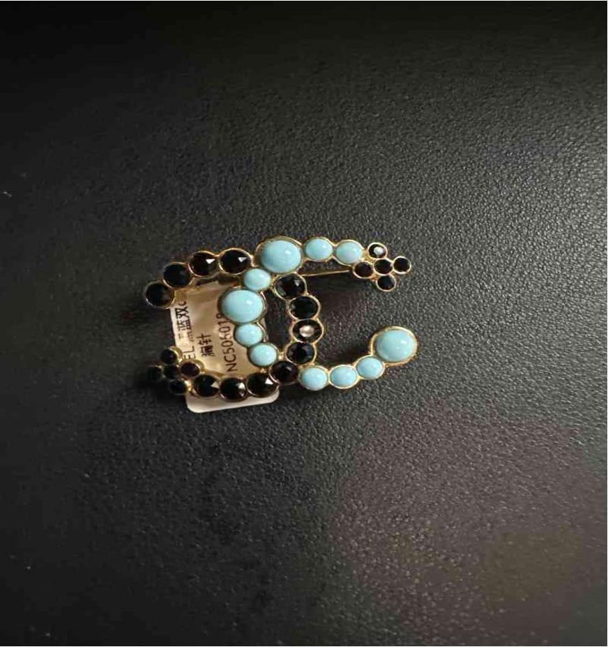 CHANEL Black and Blue Double C Brooch NC505018