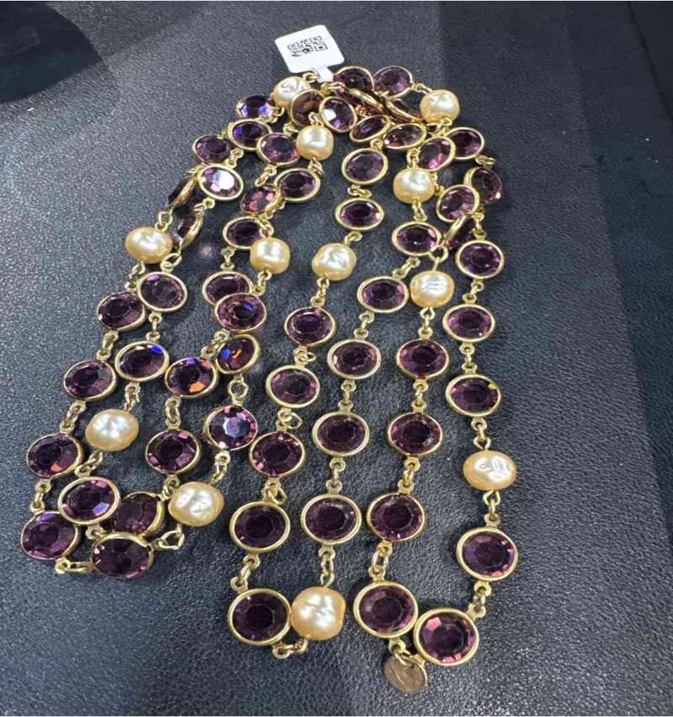 CHANEL Purple Crystal Necklace LZ509147