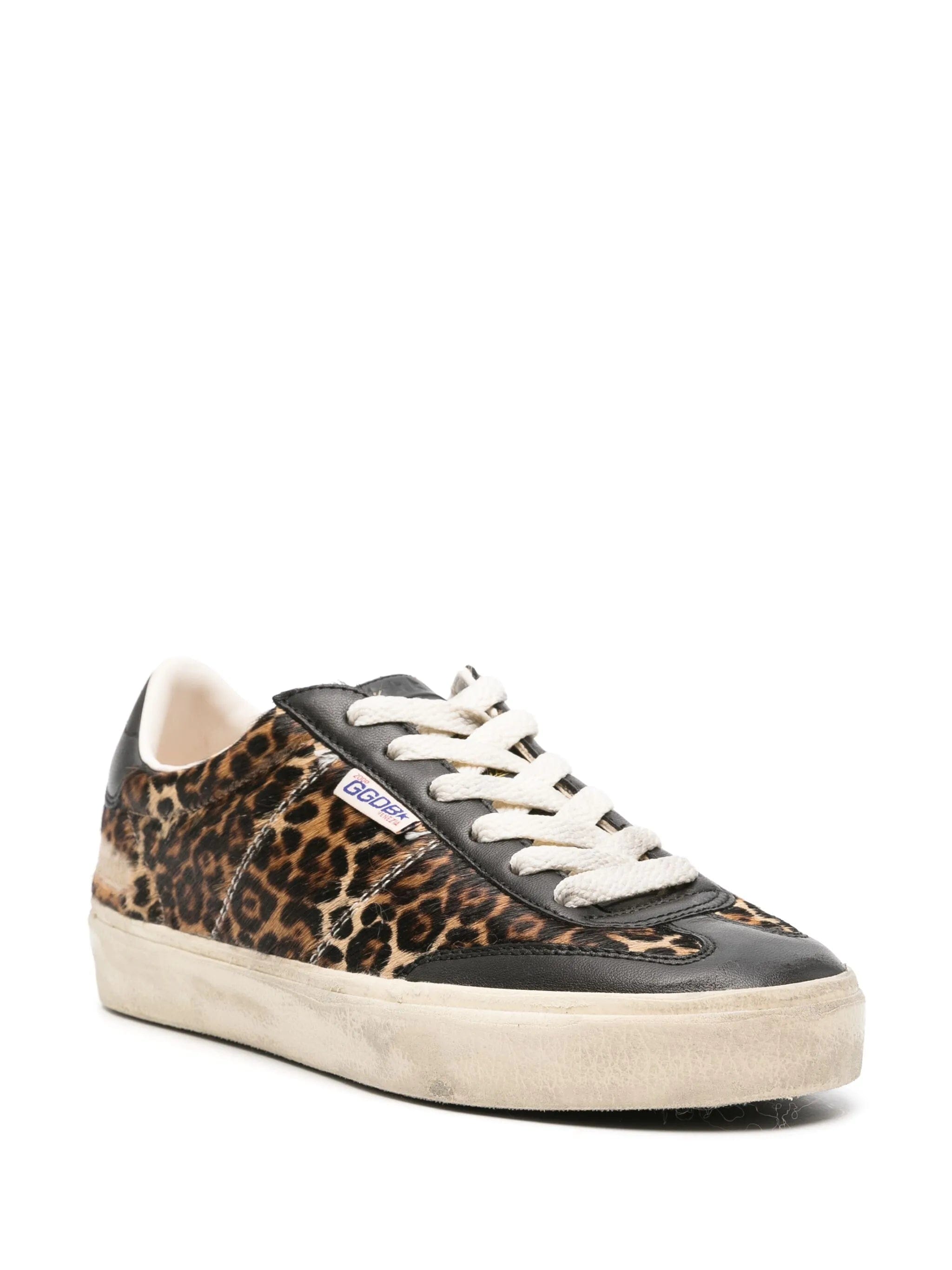 Golden Goose Soul Star trainers in leopard - print pony skin with black nappa leather heels tab and inserts