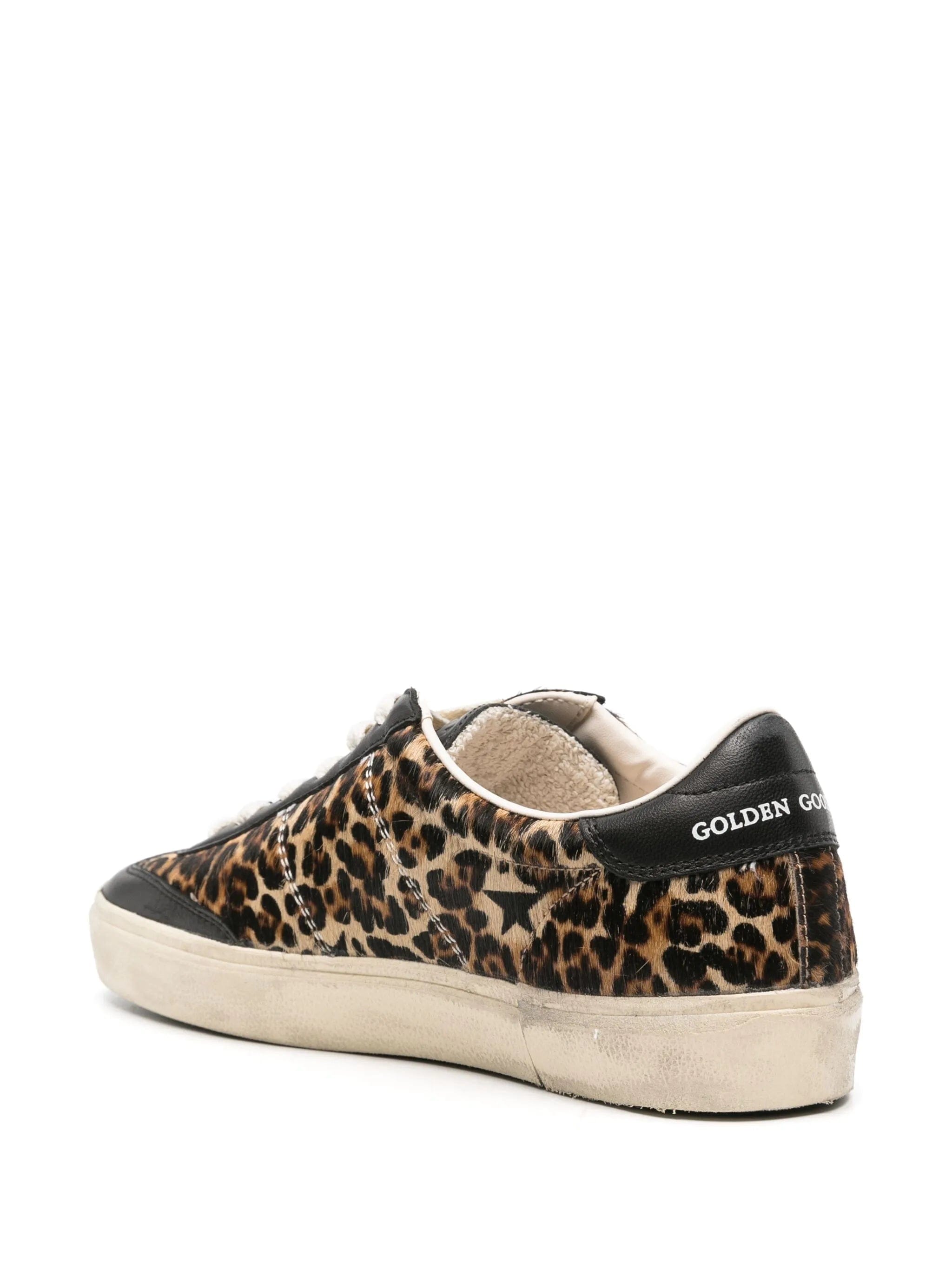 Golden Goose Soul Star trainers in leopard - print pony skin with black nappa leather heels tab and inserts