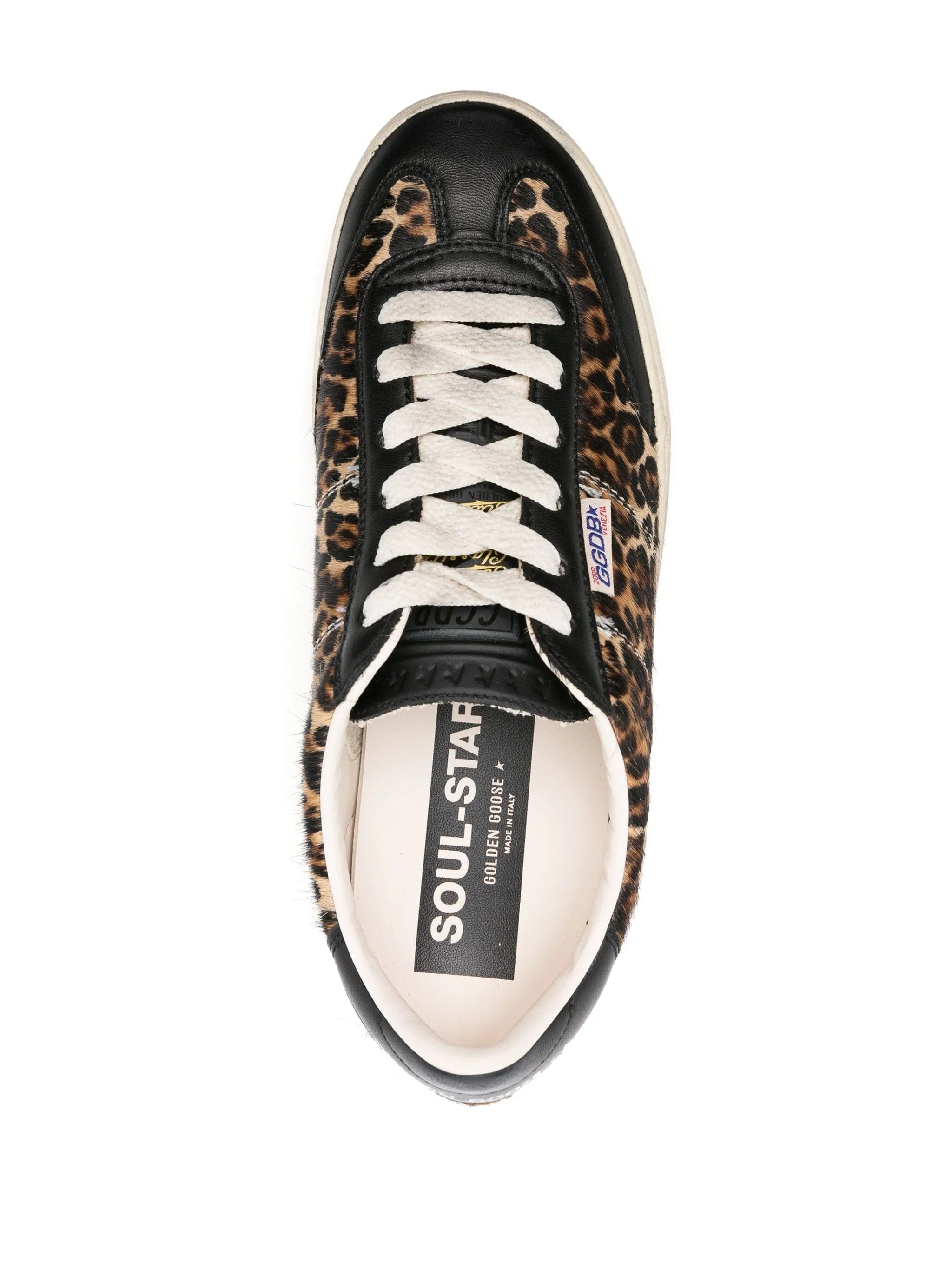 Golden Goose Soul Star trainers in leopard - print pony skin with black nappa leather heels tab and inserts
