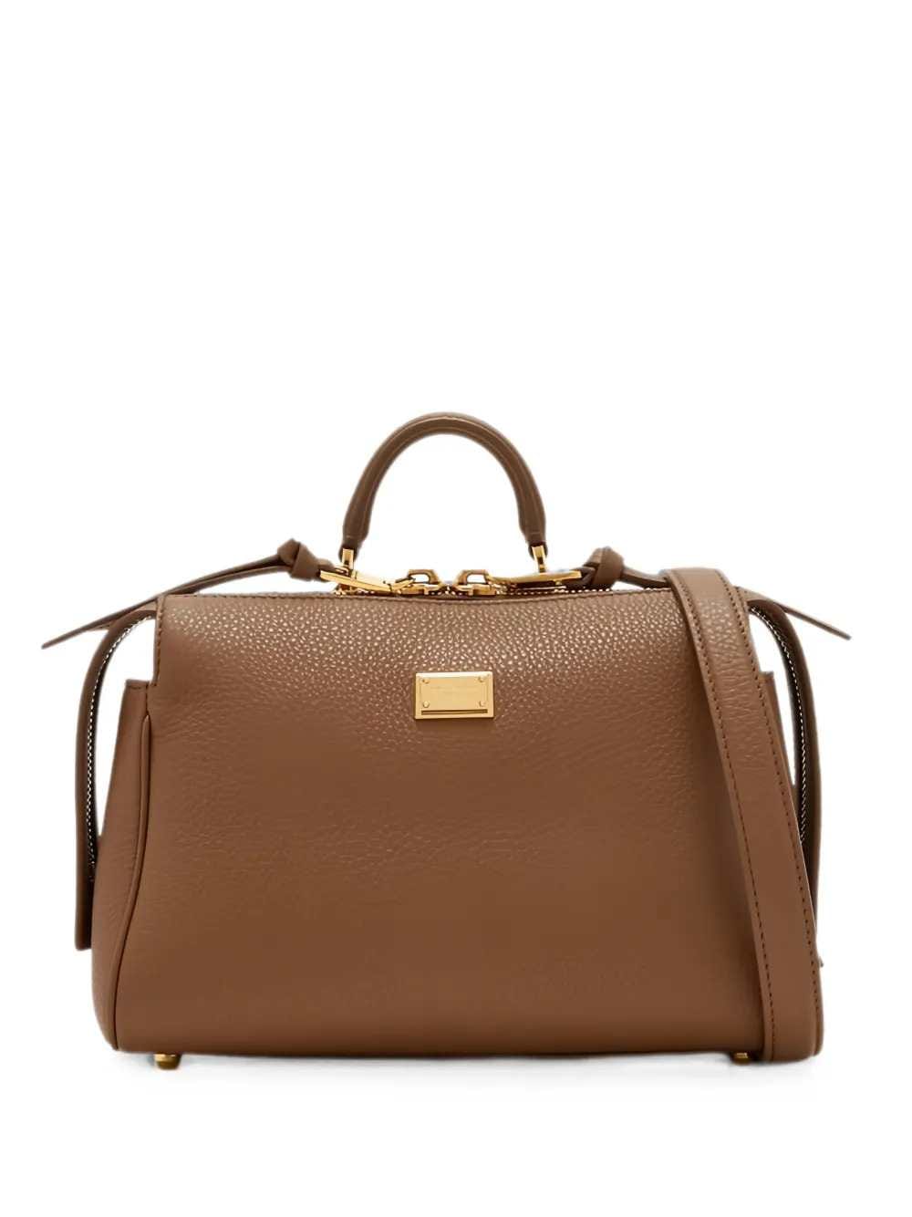 Dolce & Gabbana Women Vittoria Leather Tote Bag With Logo Plaque